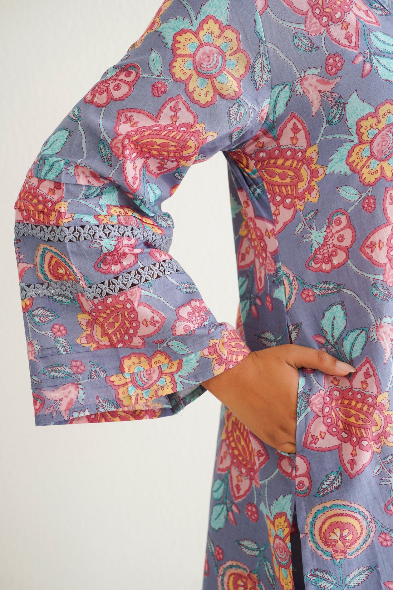 Dusty Mauve Cotton Floral Farshi Salwar Coord Set