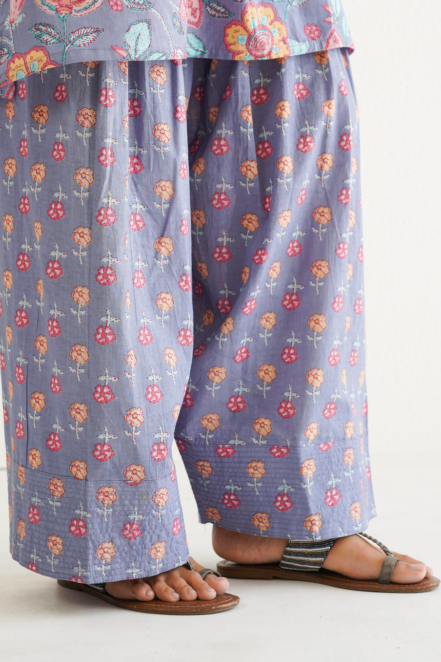 Dusty Mauve Cotton Floral Farshi Salwar Coord Set