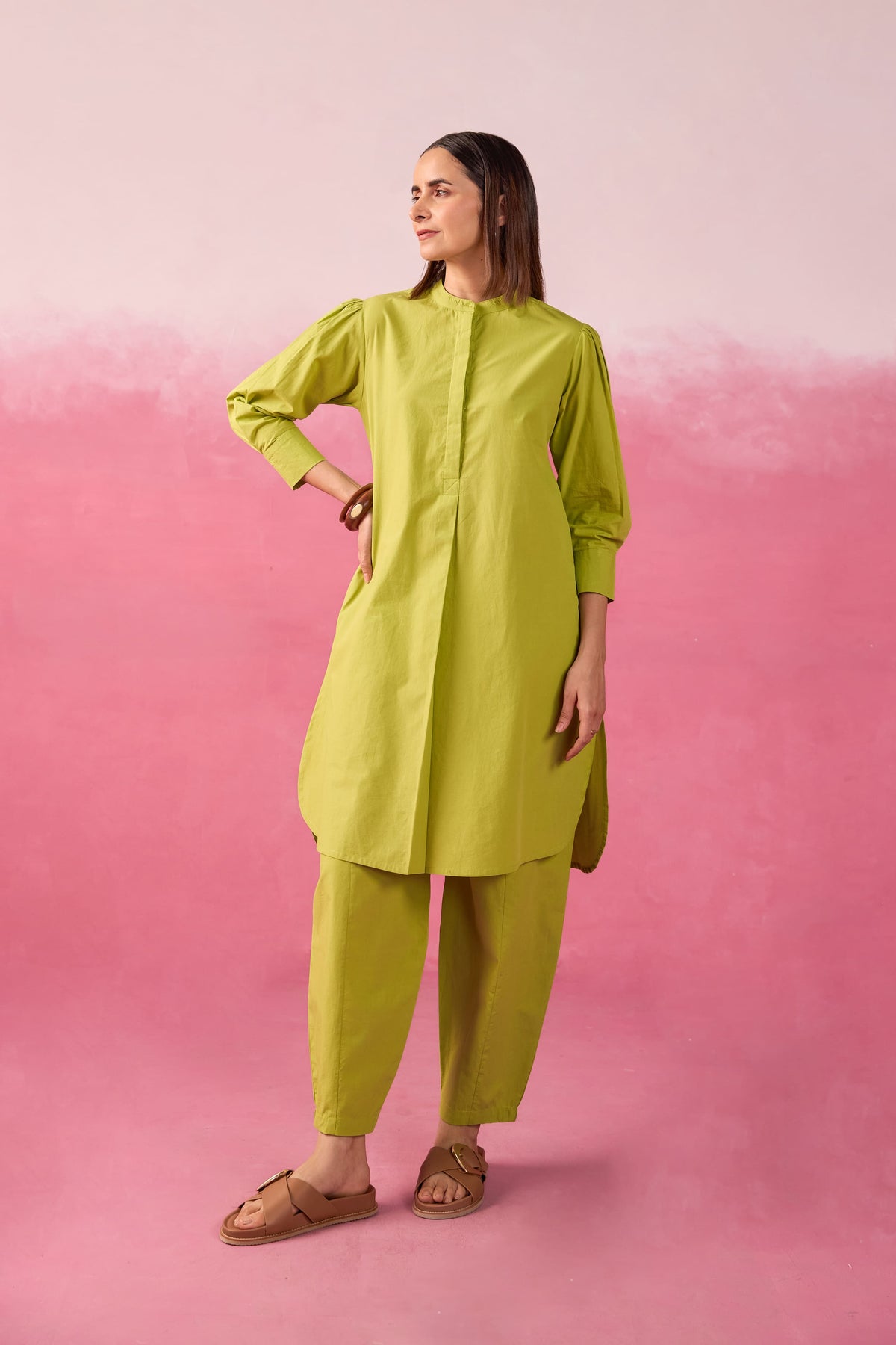 Lime Green Premium Cotton Co-ord Set