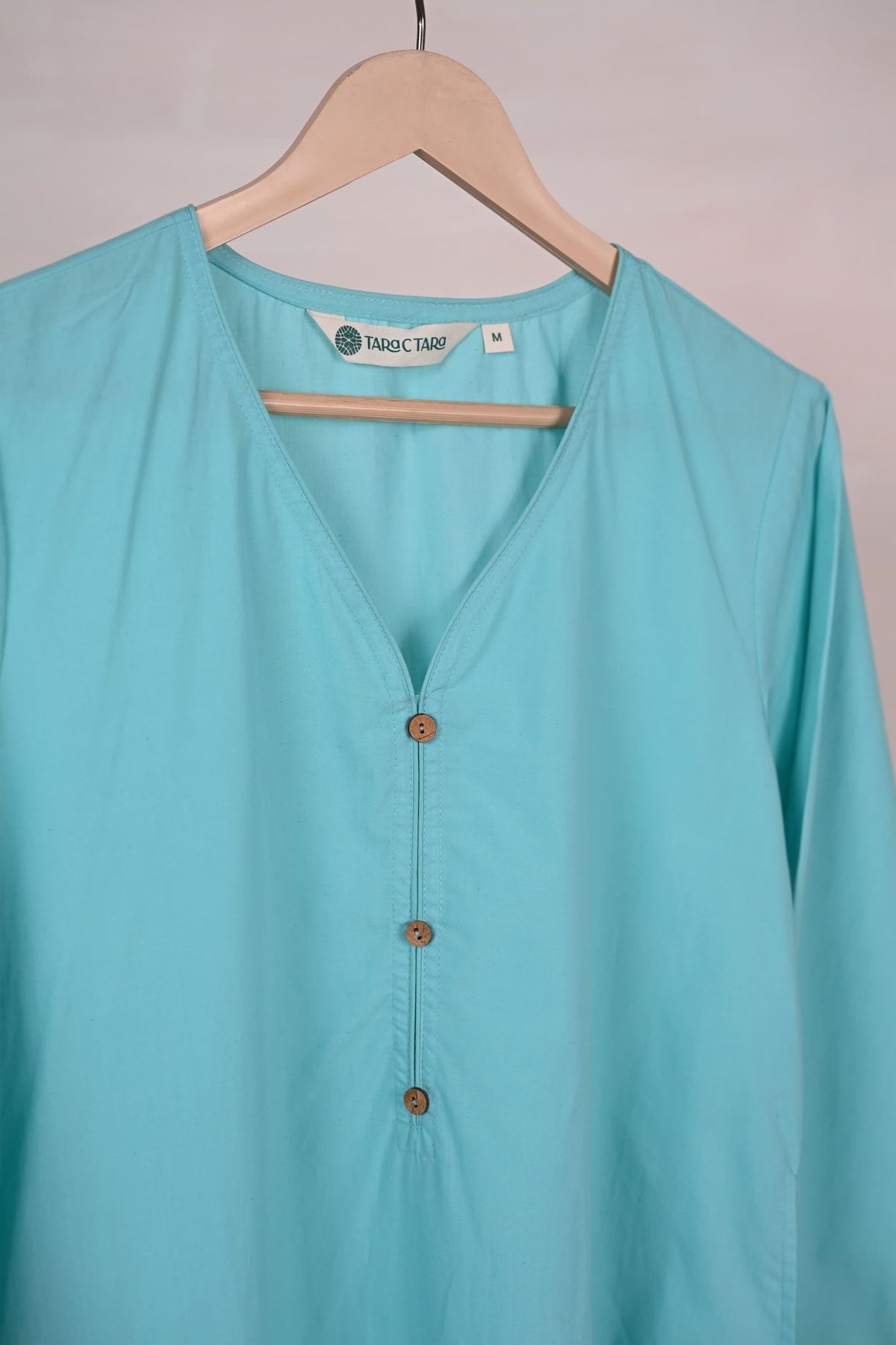 Aqua Blue Pleated Solid Kurta - Tara - C - Tara