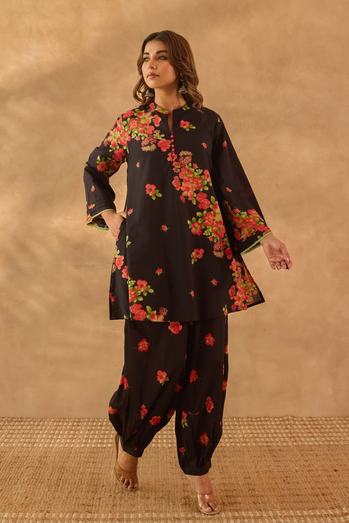 Black Floral Coord Set - Tara - C - Tara