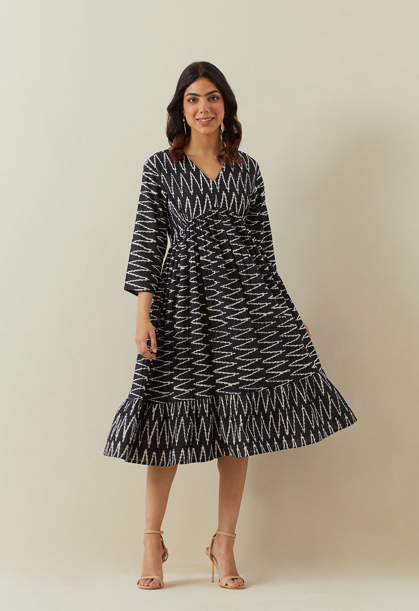 BLACK HAND BLOCK PRINTED DRESS BLACK HAND BLOCK PRINTED DRESS