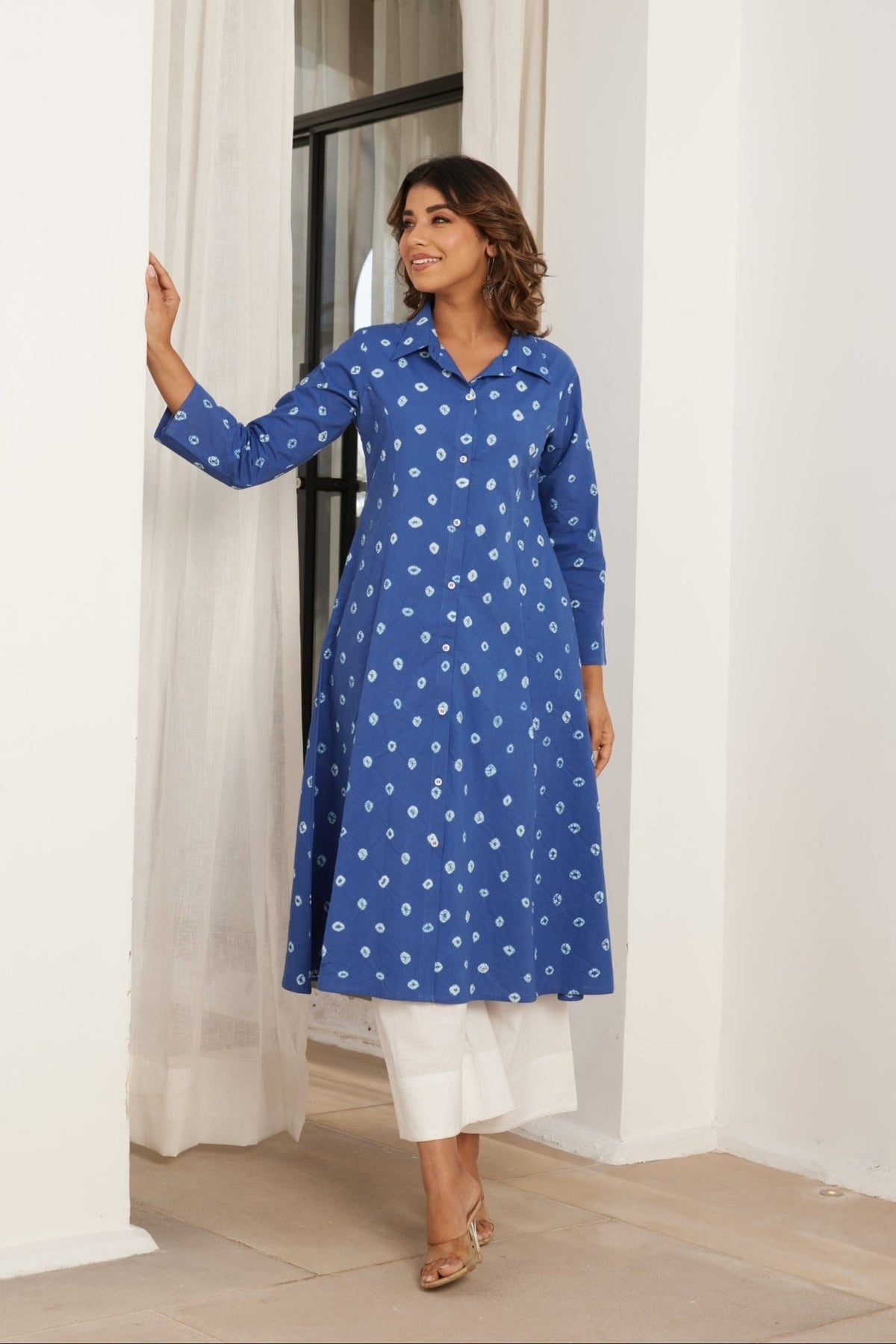 Blue Bandhej Hand Tie Dye Coord Set - Tara - C - Tara