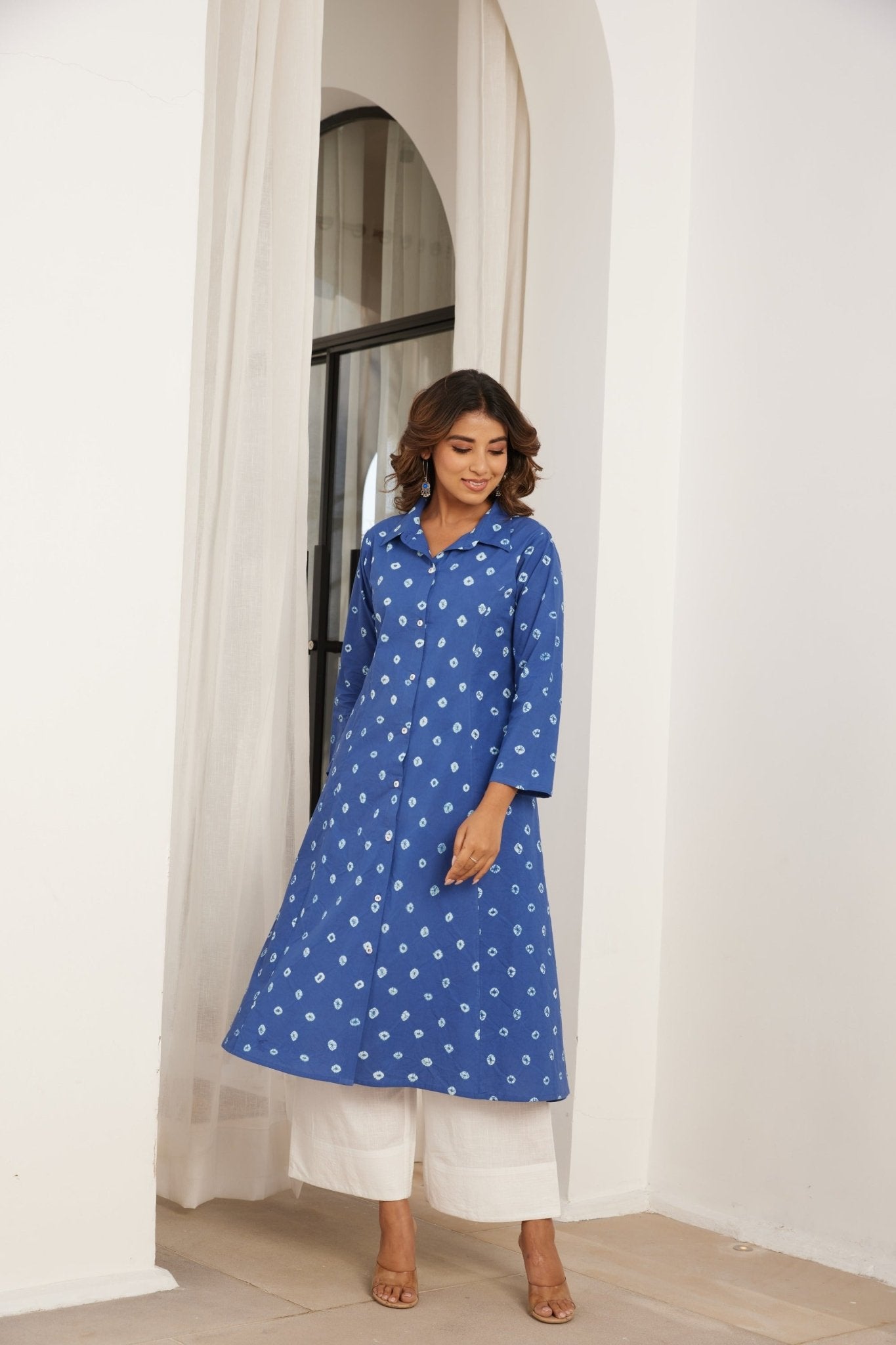 Blue Bandhej Hand Tie Dye Coord Set - Tara - C - Tara