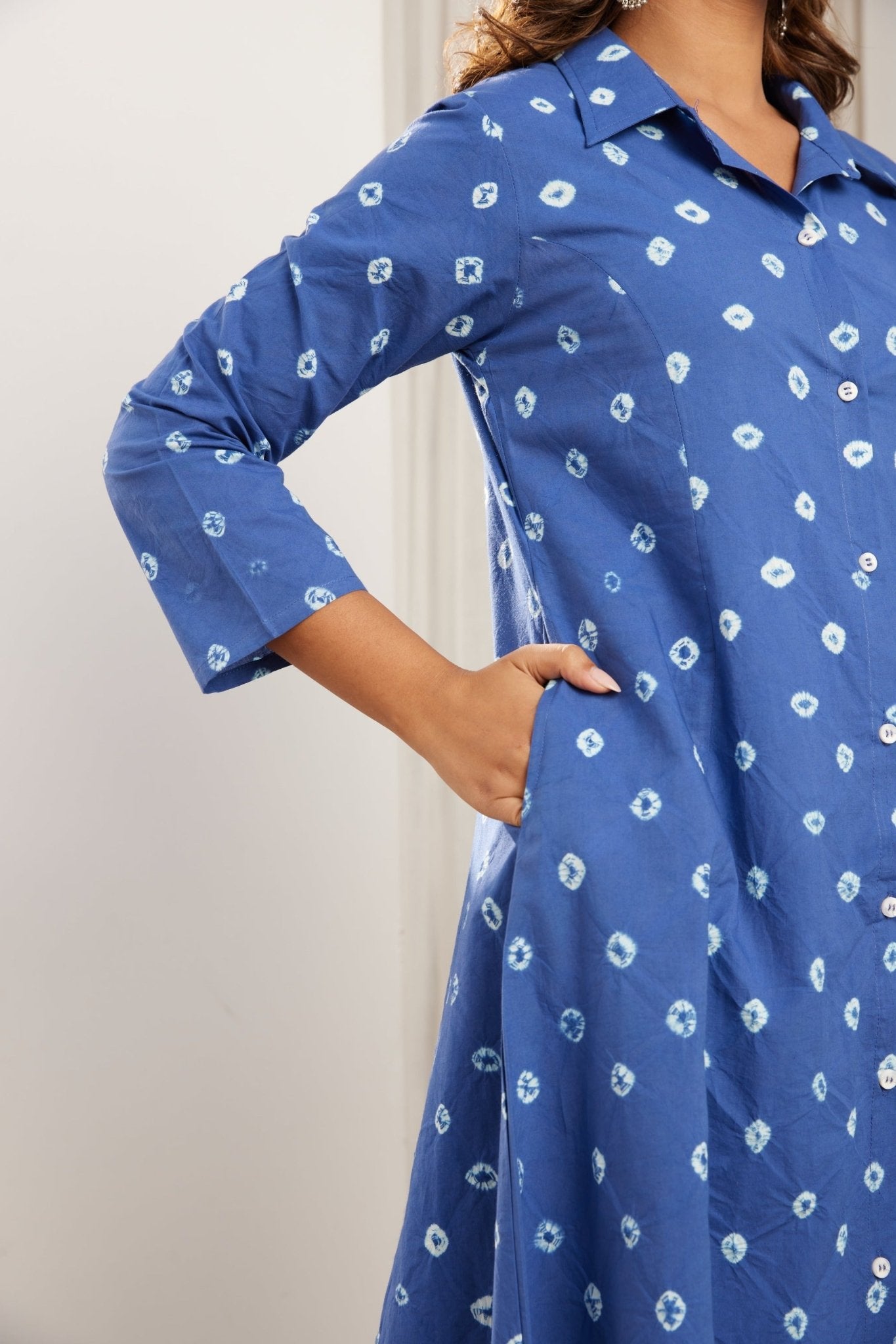 Blue Bandhej Hand Tie Dye Coord Set - Tara - C - Tara