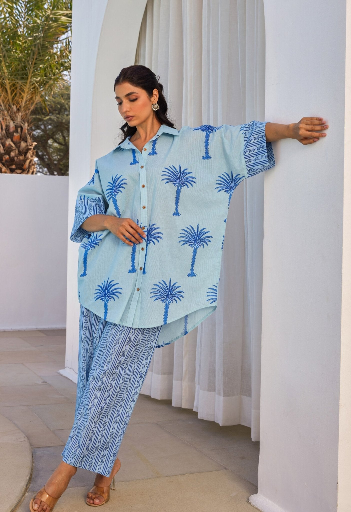 Blue hand Block Printed Coord Set - Tara - C - Tara