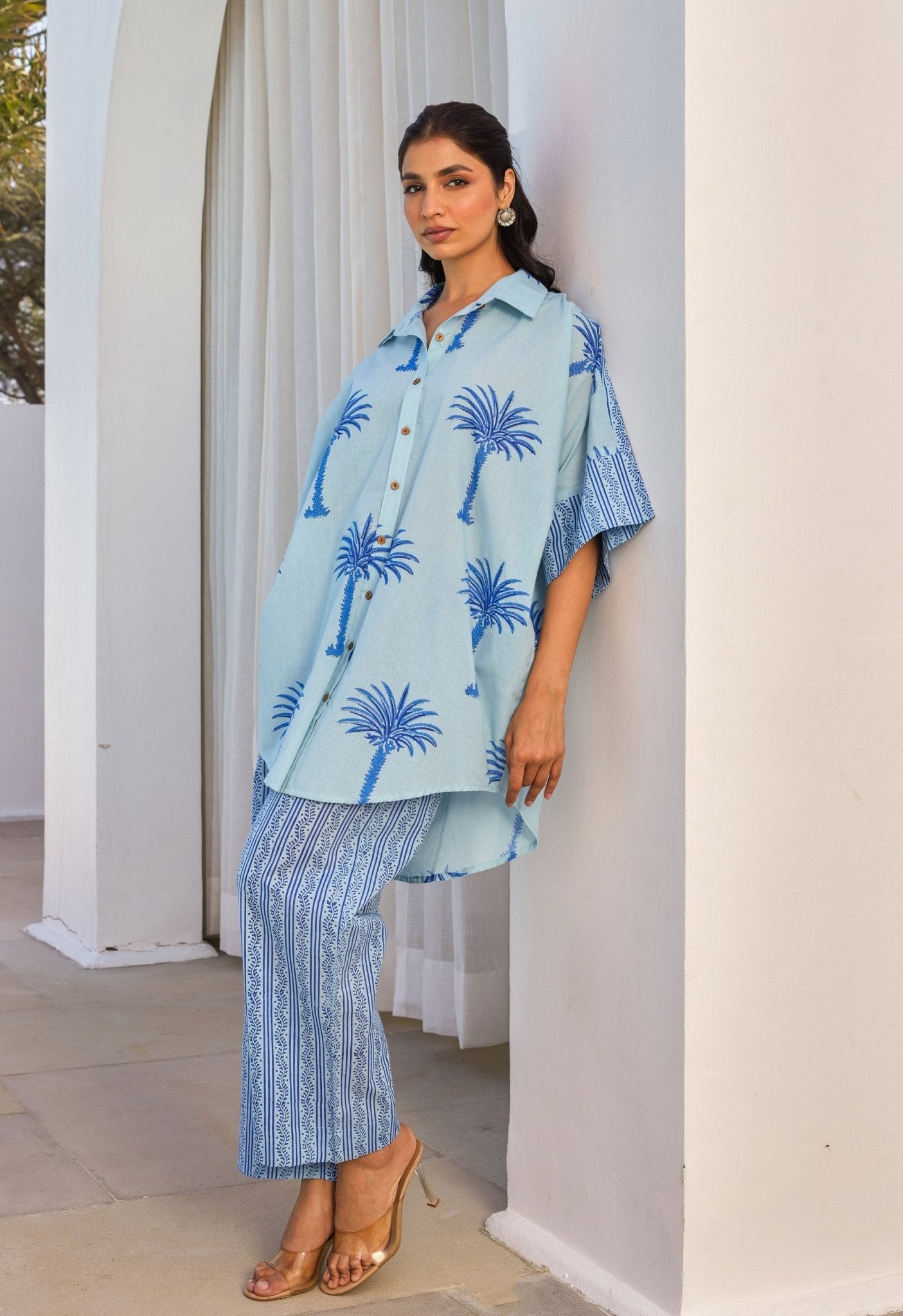 Blue hand Block Printed Coord Set - Tara - C - Tara