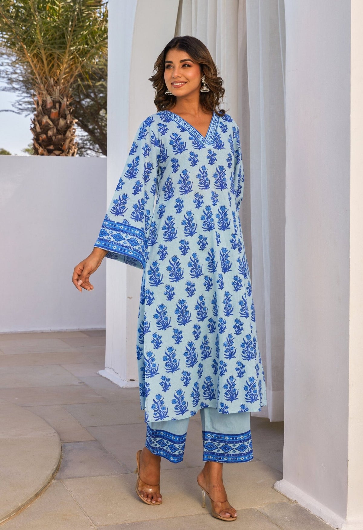 Blue Hand Block Printed Coord Set - Tara - C - Tara