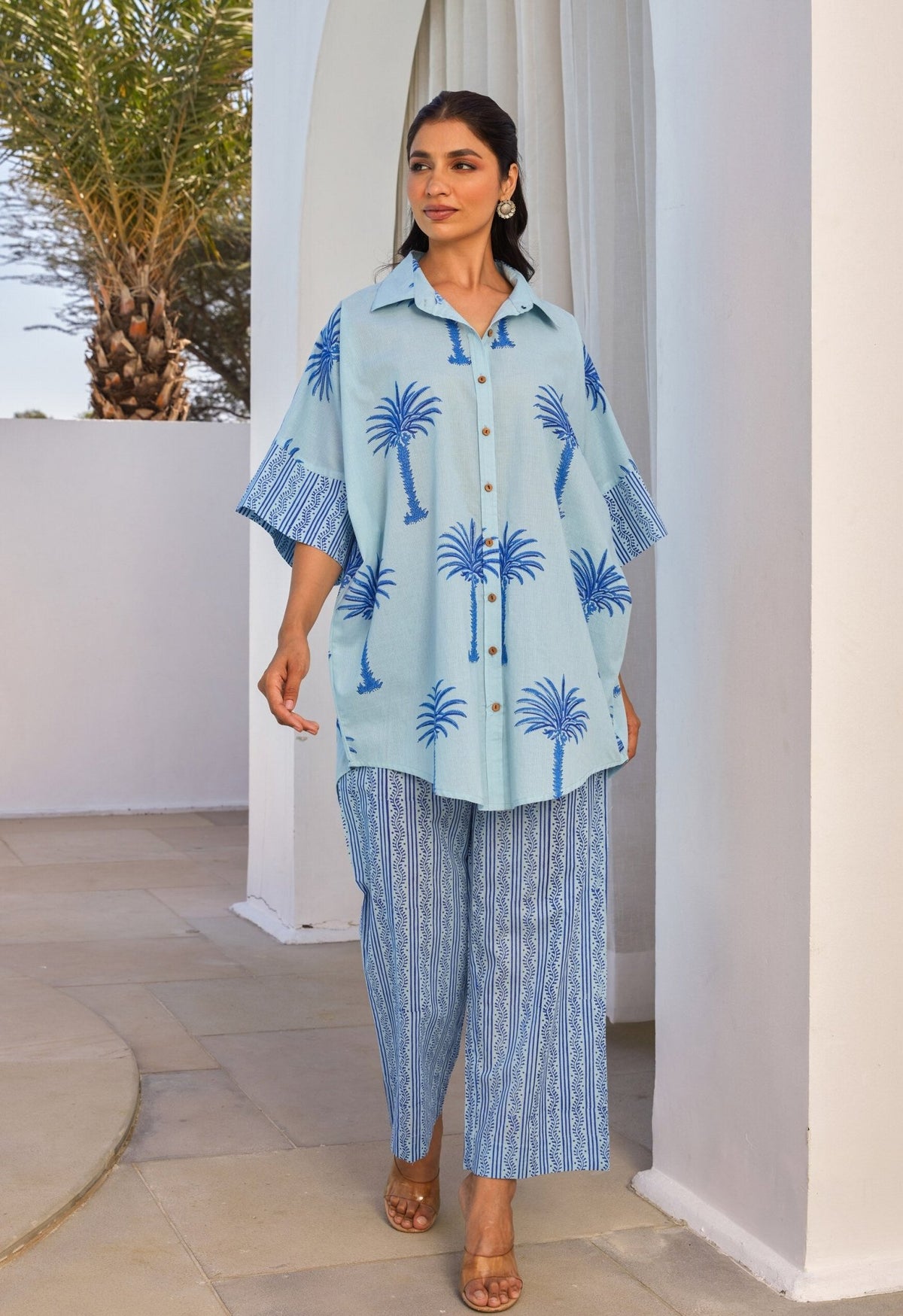 Blue hand Block Printed Coord Set - Tara - C - Tara