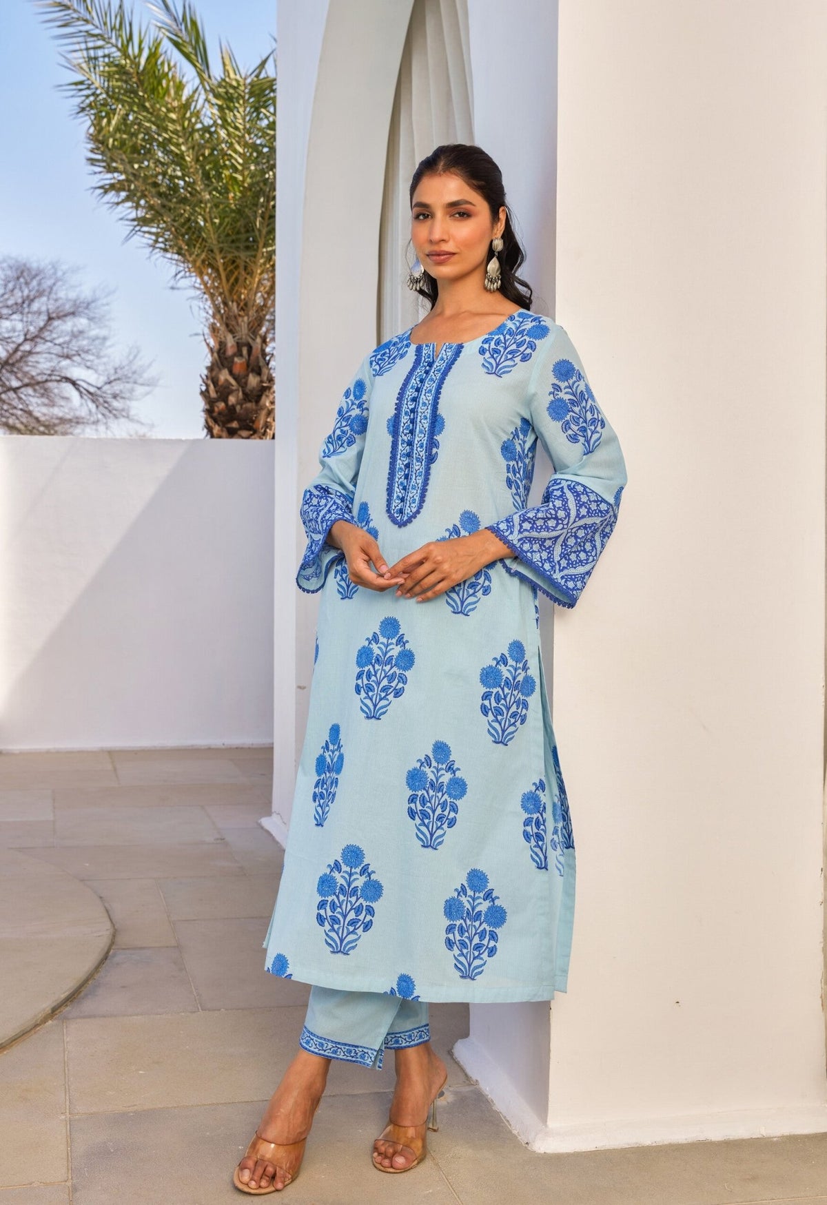 Blue Hand Block Printed Coord Set - Tara - C - Tara