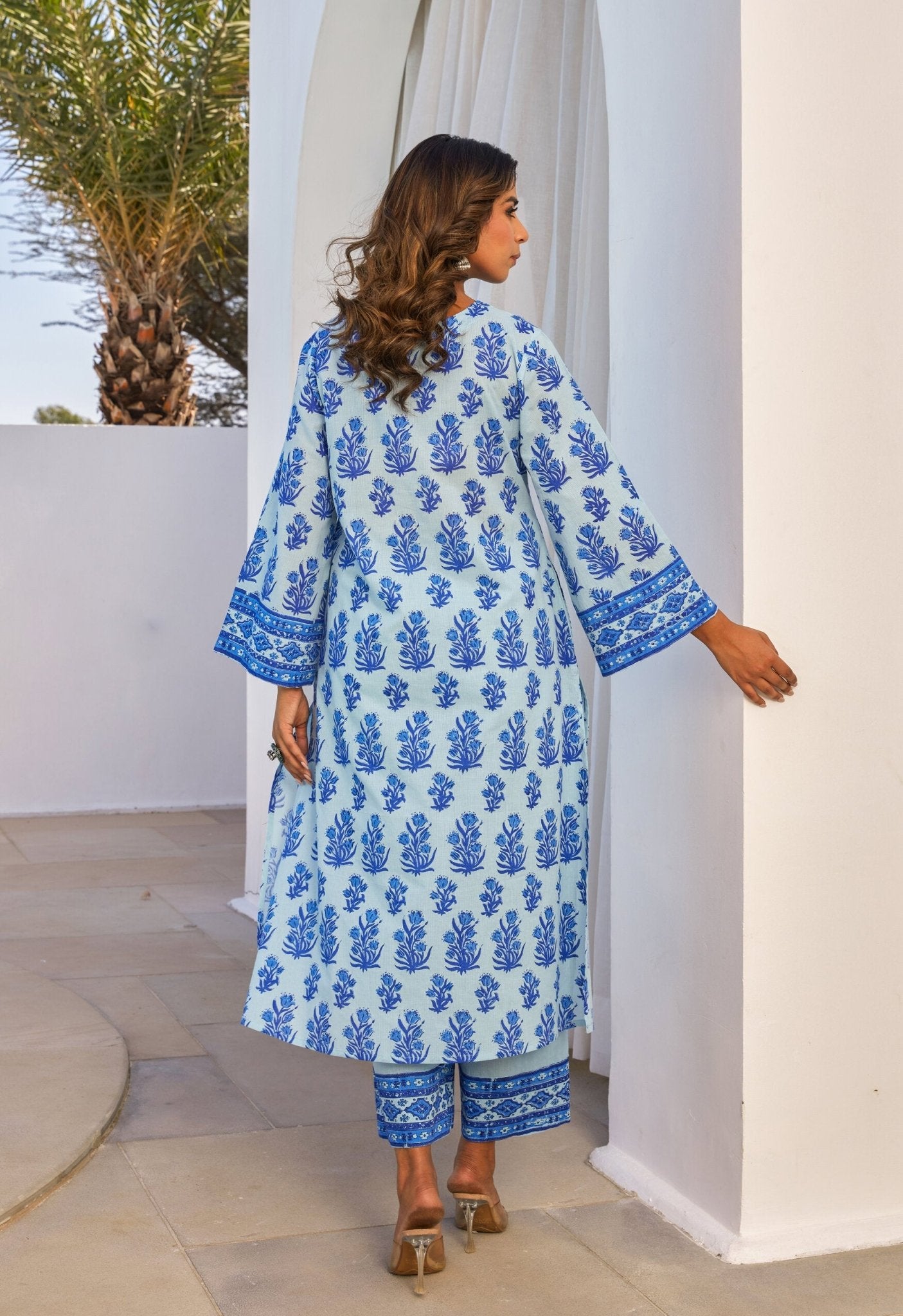 Blue Hand Block Printed Coord Set - Tara - C - Tara