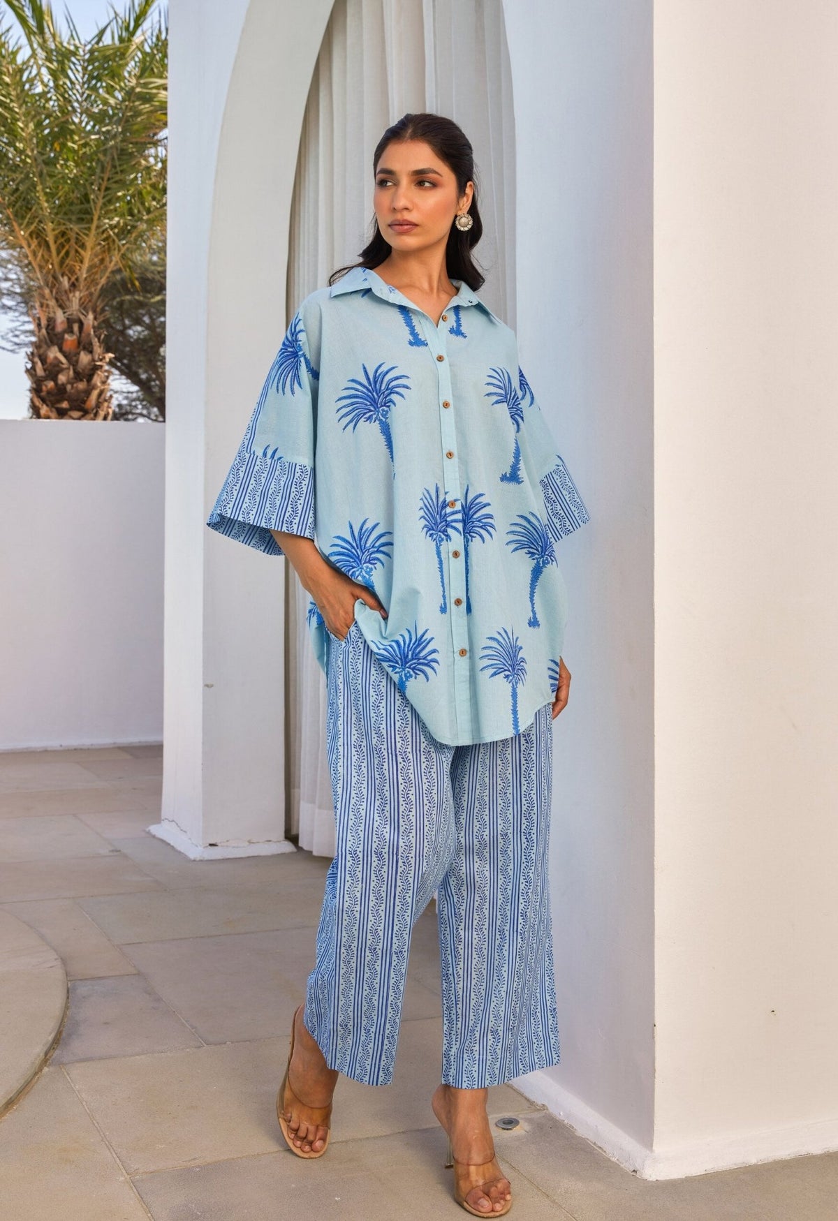 Blue hand Block Printed Coord Set - Tara - C - Tara