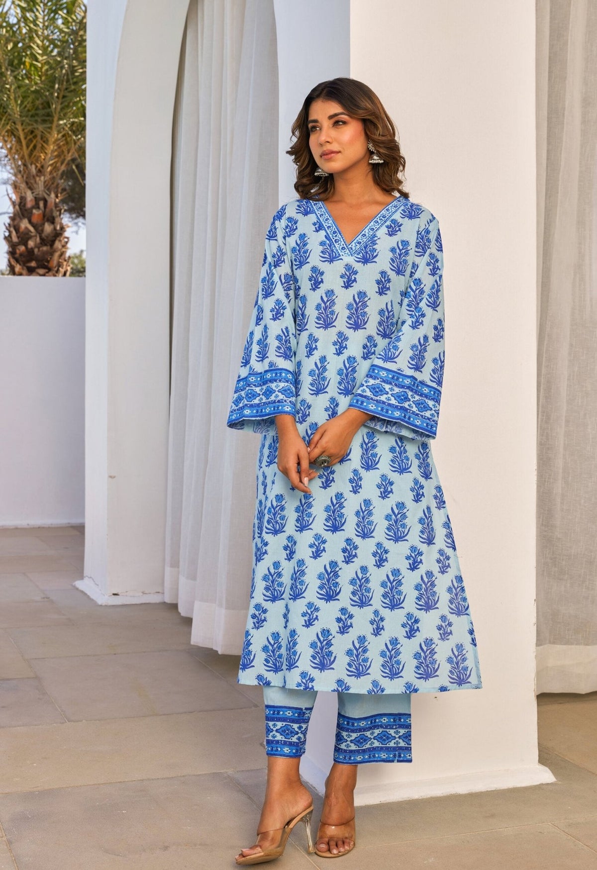 Blue Hand Block Printed Coord Set - Tara - C - Tara