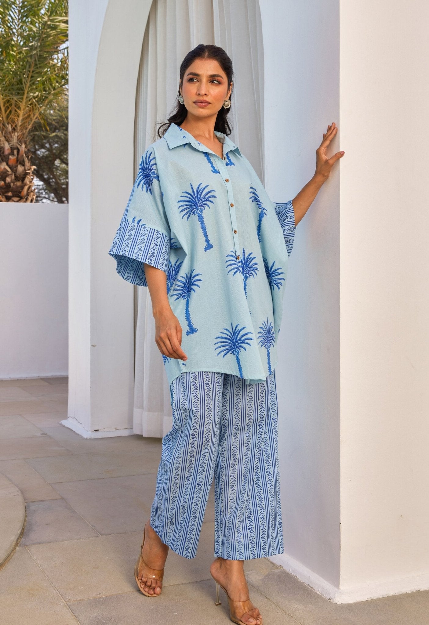 Blue hand Block Printed Coord Set - Tara - C - Tara