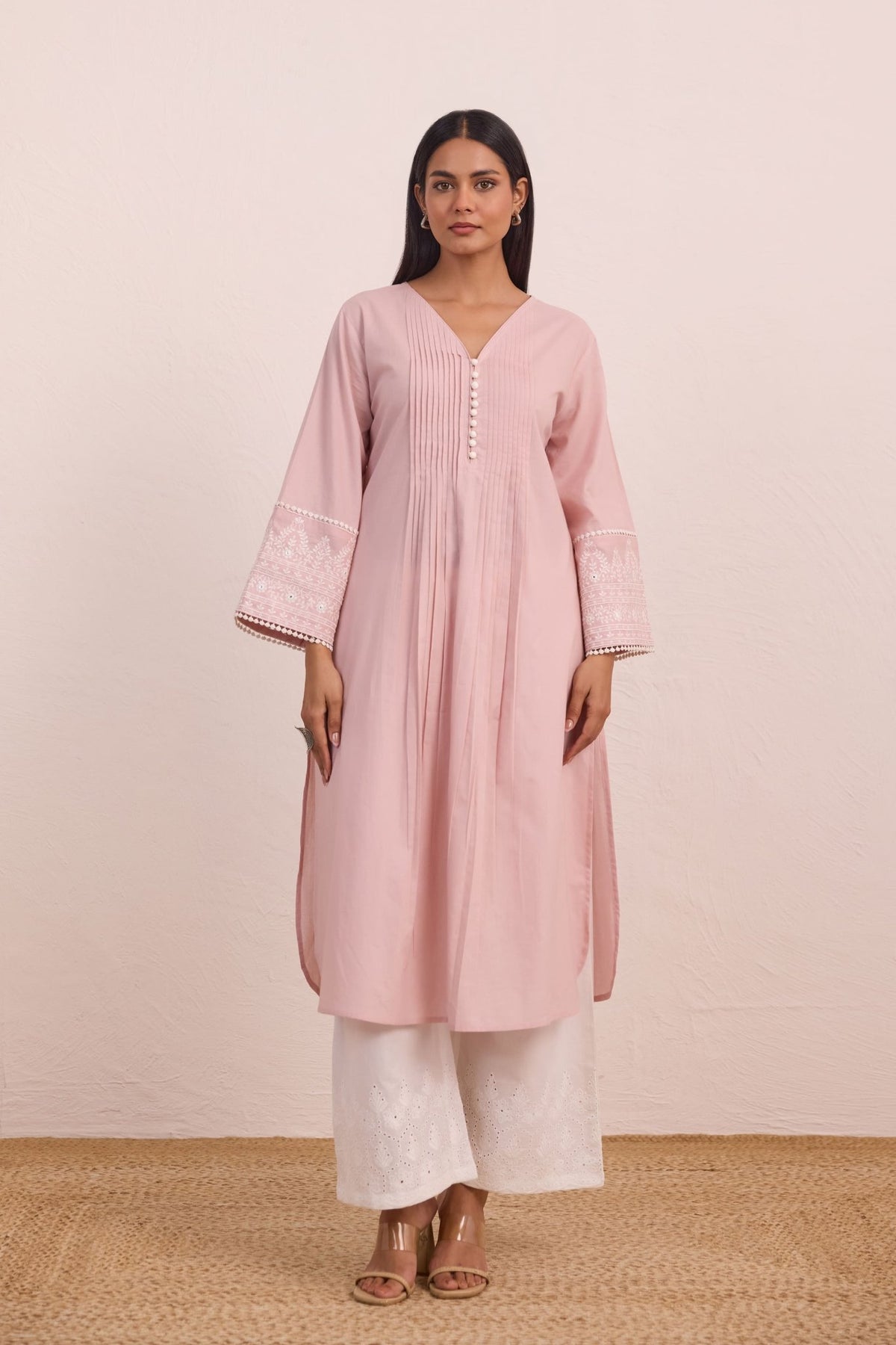 Blush Pink Pintuck Embellished Co - ord Set - Tara - C - Tara