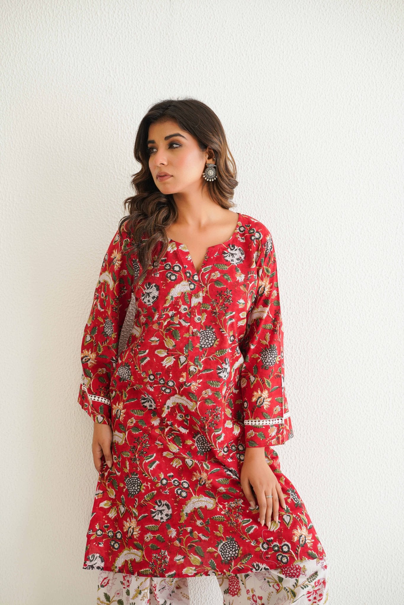 Cotton hand block Printed Kurta with farshi Salwar Coord Set - Tara - C - Tara