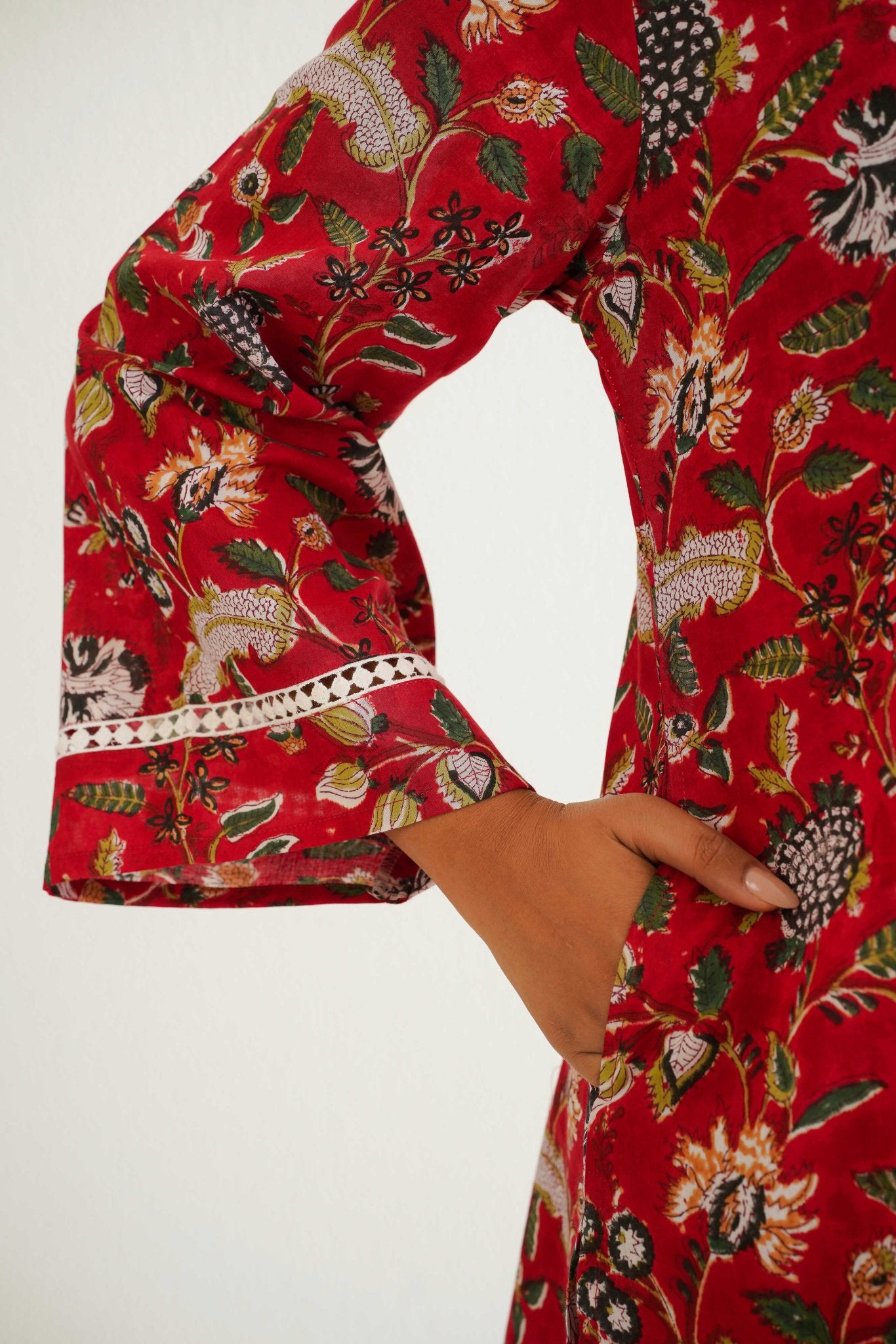 Cotton hand block Printed Kurta with farshi Salwar Coord Set - Tara - C - Tara