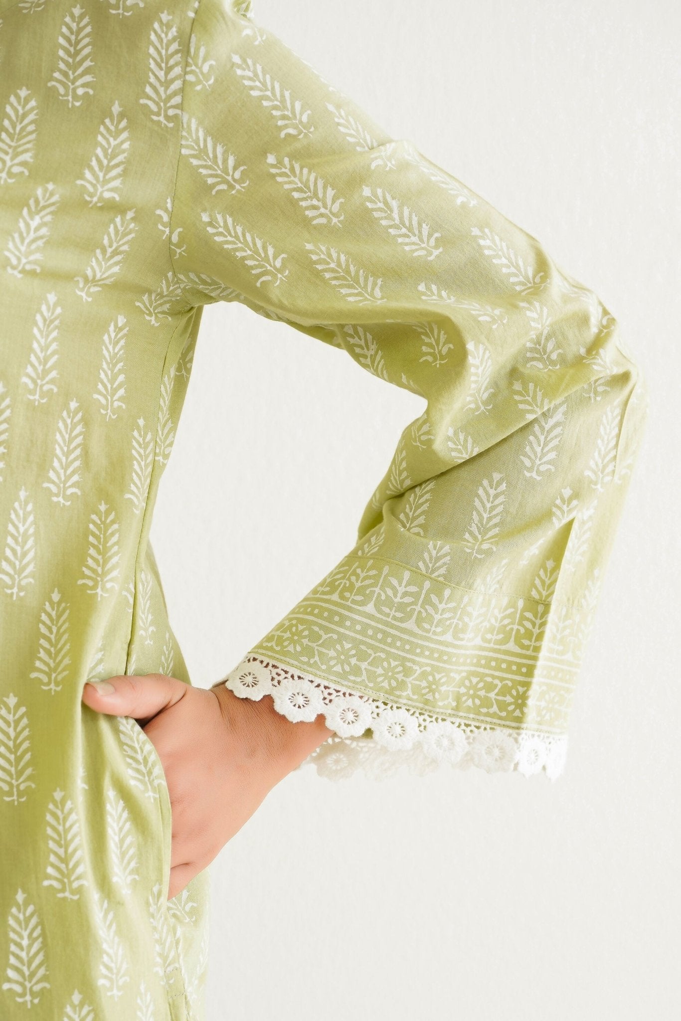 Green khari Hand Block Printed Coord Set - Tara - C - Tara