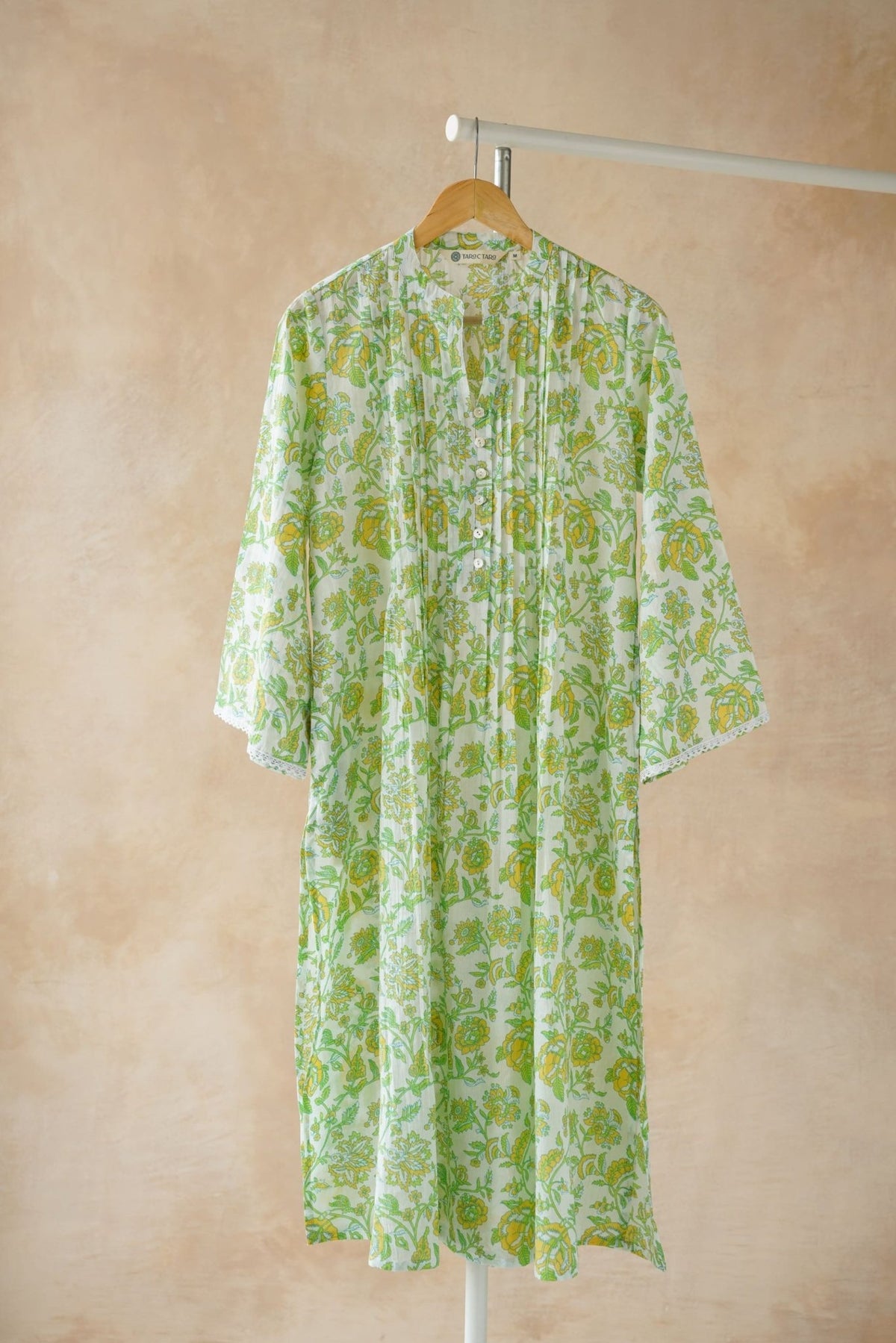 Green & Yellow Floral Print Pintuck Kurta - Tara - C - Tara