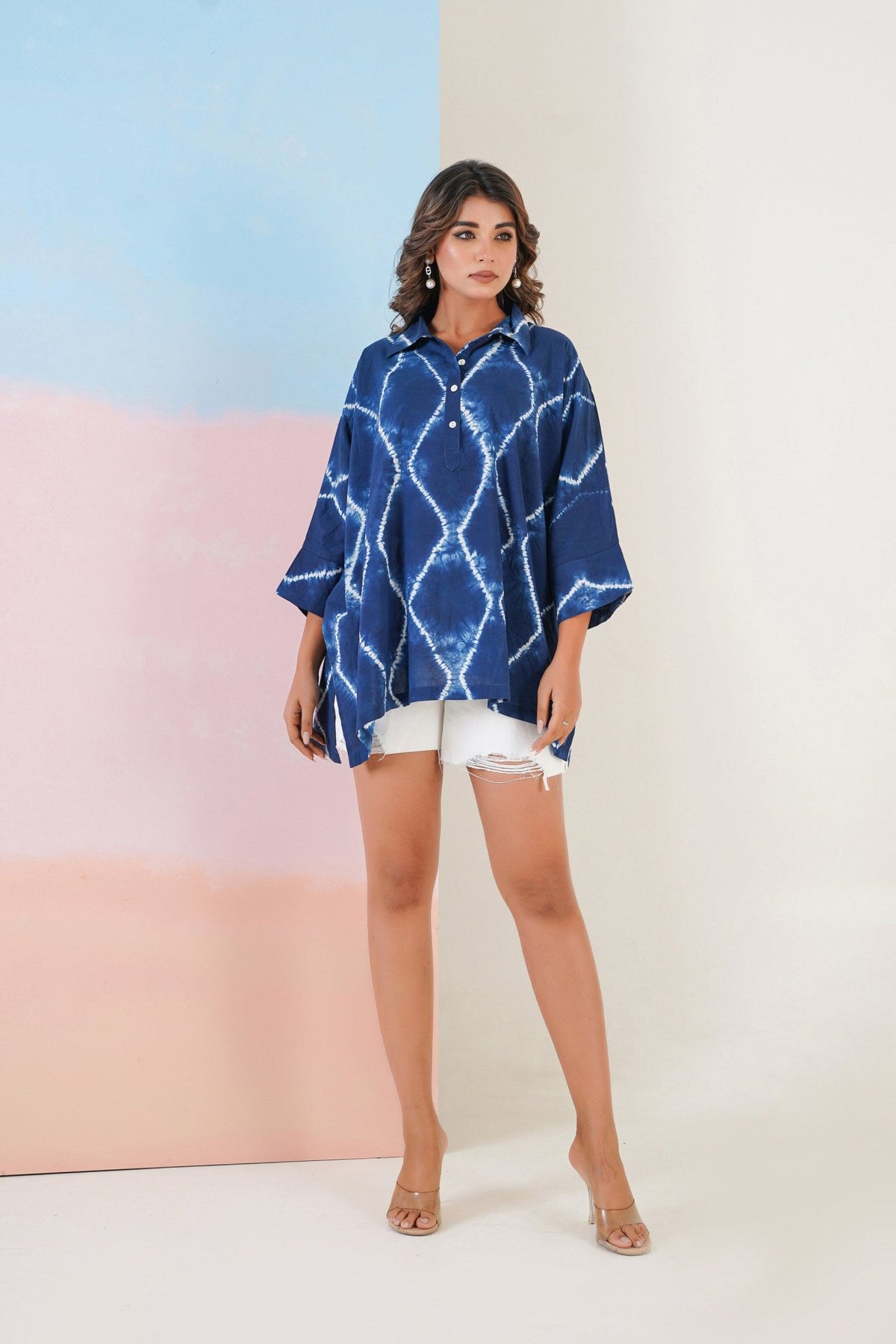 Indigo Hand Tie Dye Top - Tara - C - Tara