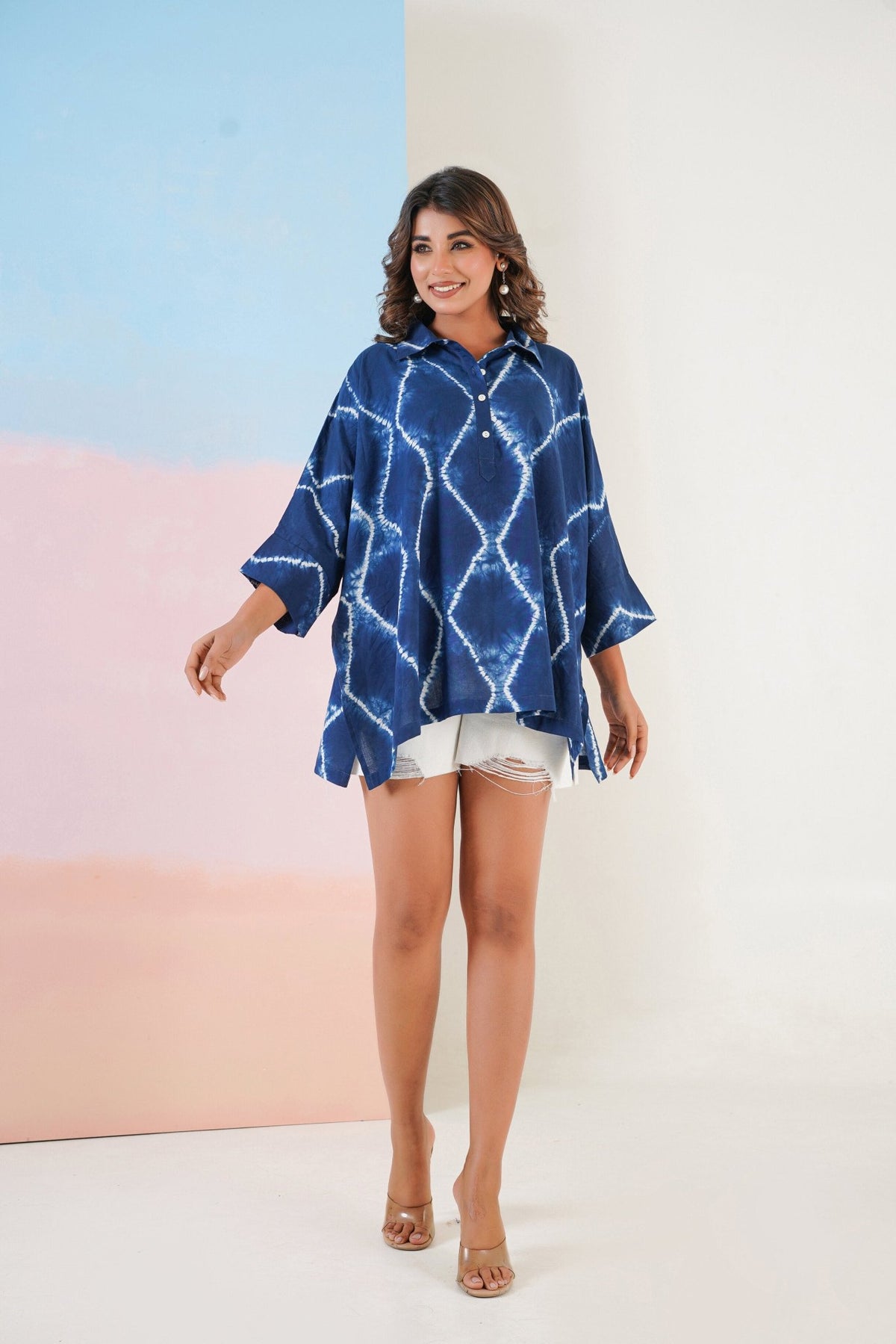 Indigo Hand Tie Dye Top - Tara - C - Tara