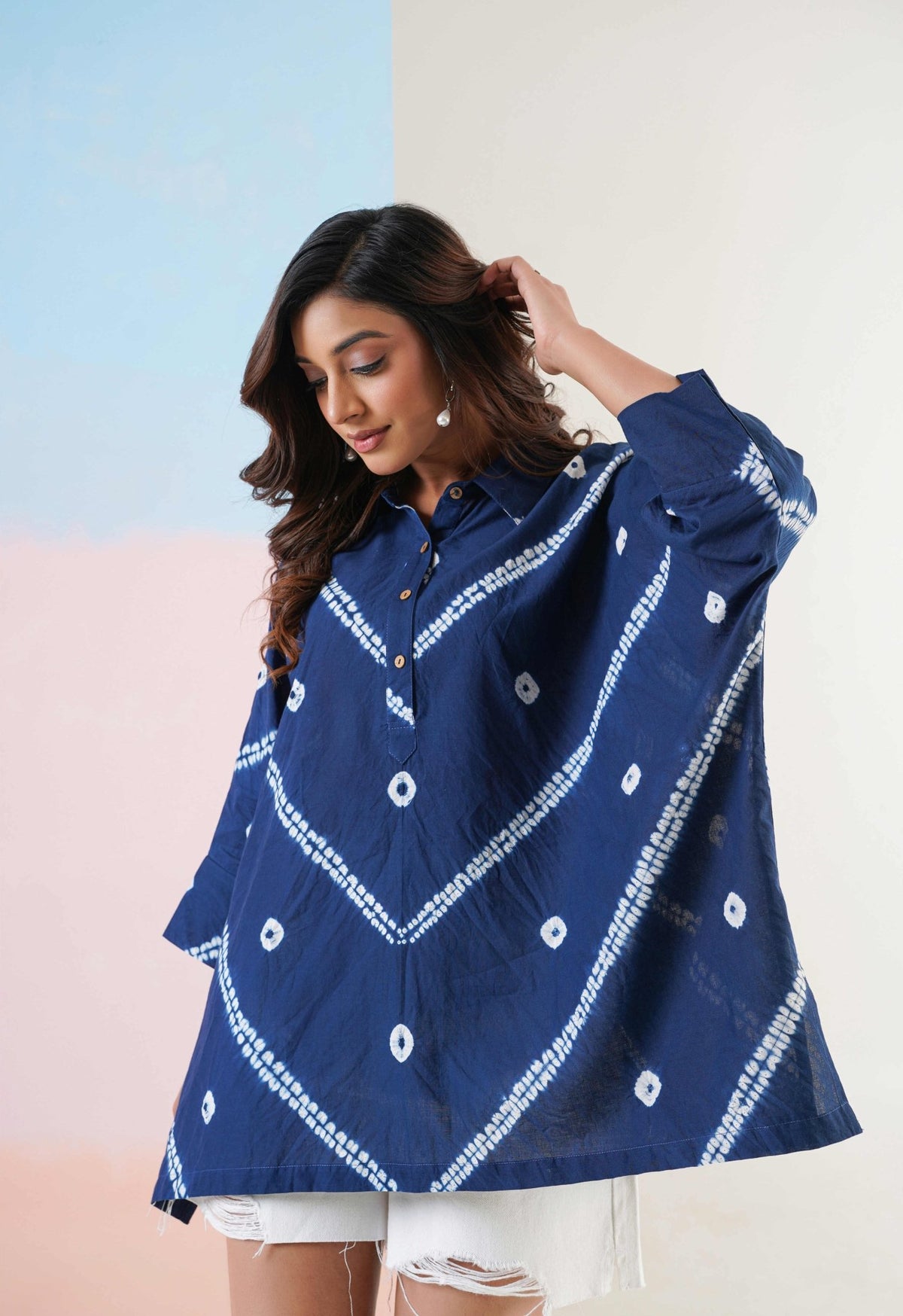 Indigo Tie Dye Top - Tara - C - Tara