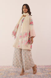 Ivory Hand Block printed Chanderi Coord Set - Tara - C - Tara