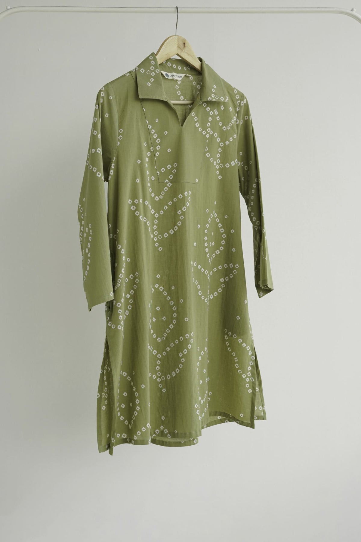 Olive Green Bandhej Printed Cotton Tunic