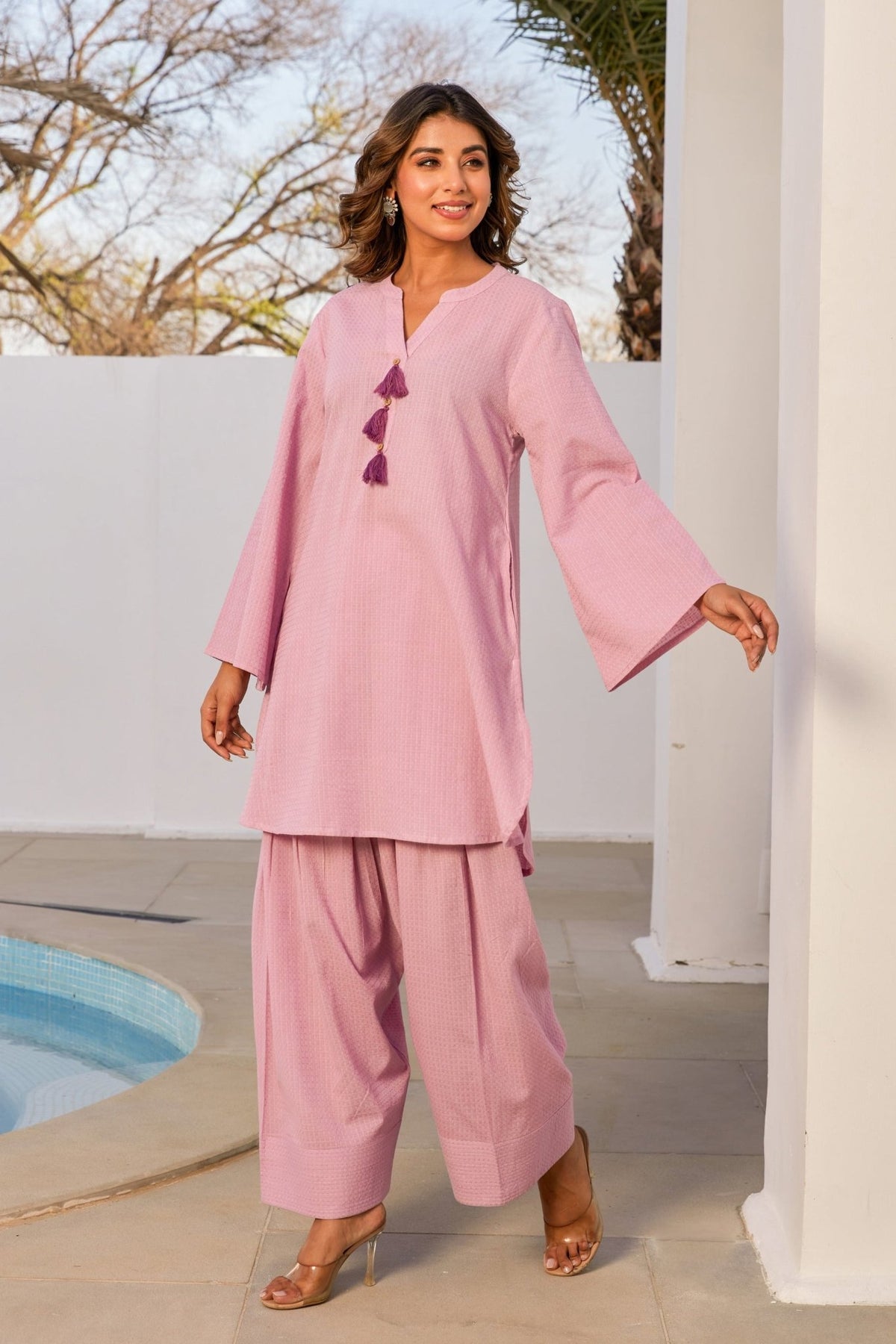 Mouve Solid Farsi Salwar Coord Set - Tara - C - Tara