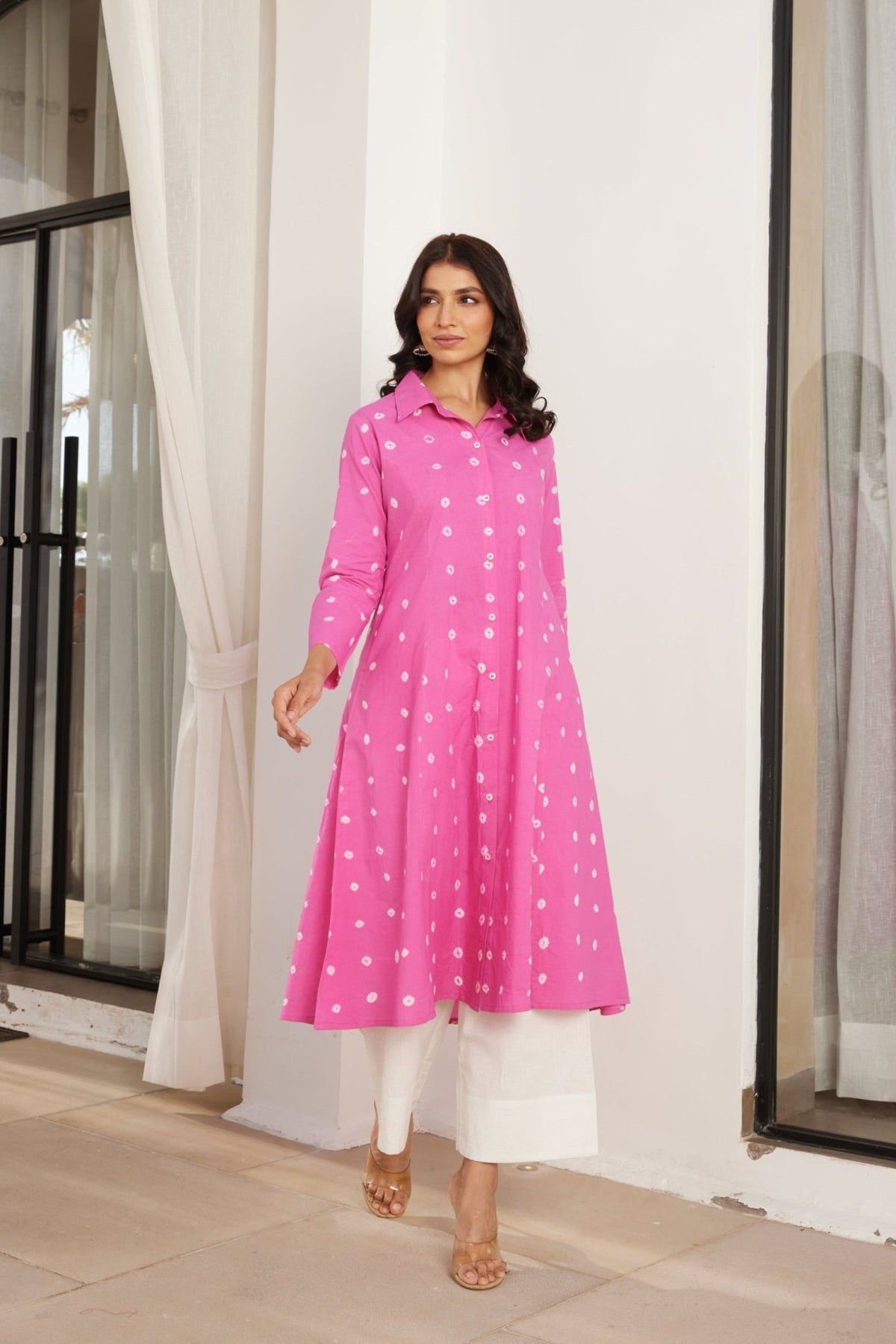 Pink Bandhej Hand Tie Dye Coord Set - Tara - C - Tara