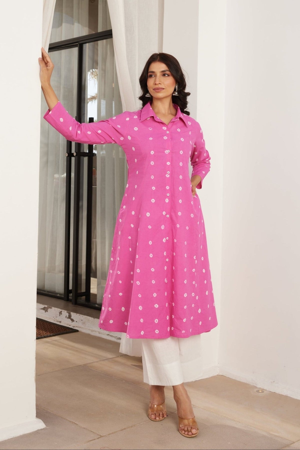 Pink Bandhej Hand Tie Dye Coord Set - Tara - C - Tara