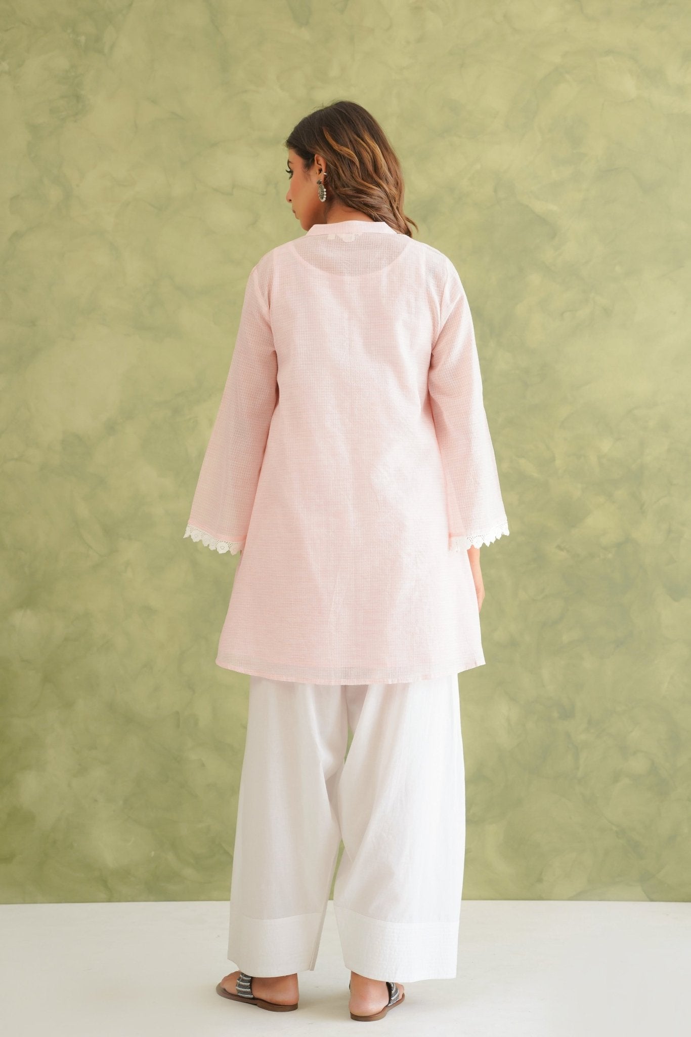 Pink Doriya Sweet Heart Kurta With farshi Salwar - Tara - C - Tara