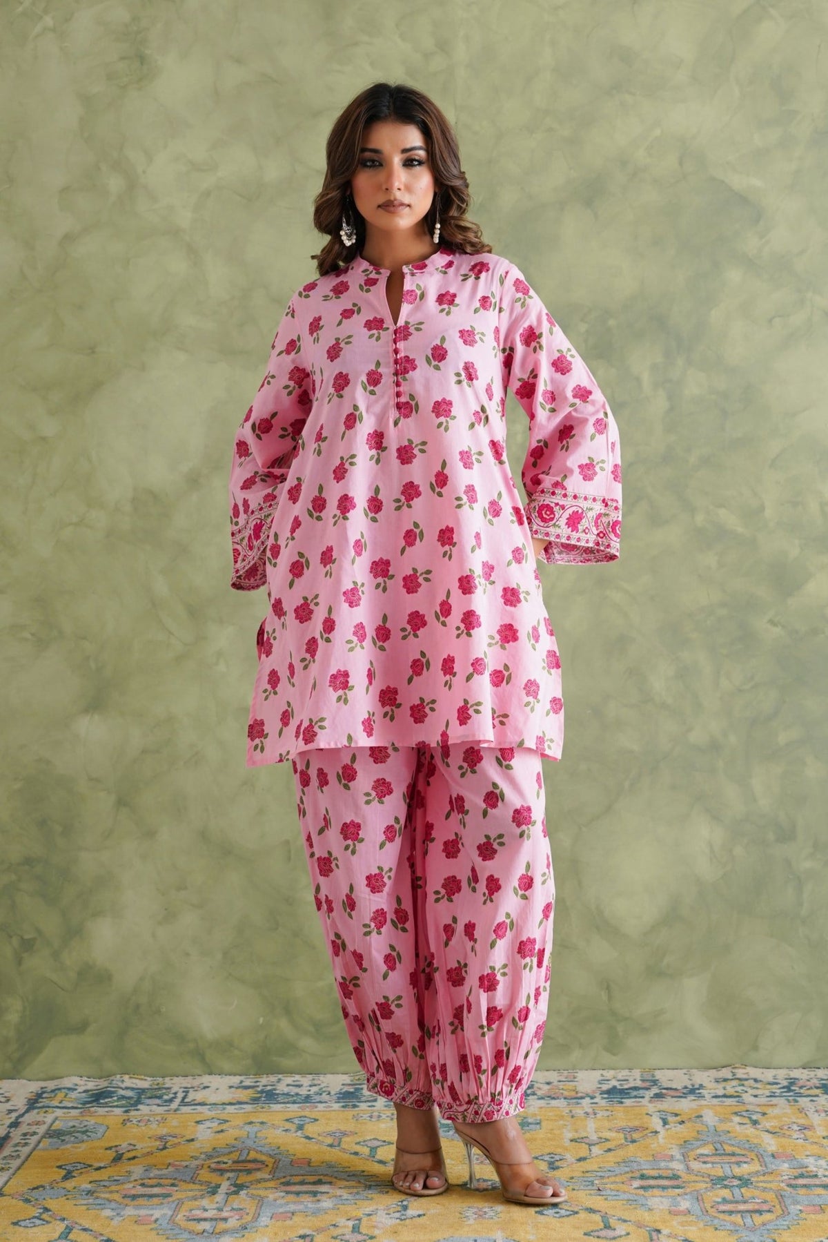 Pink floral Printed Coord Set - Tara - C - Tara