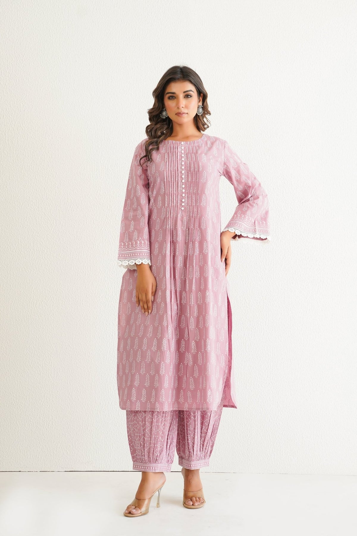 Pink khari Hand Block Printed Coord Set - Tara - C - Tara