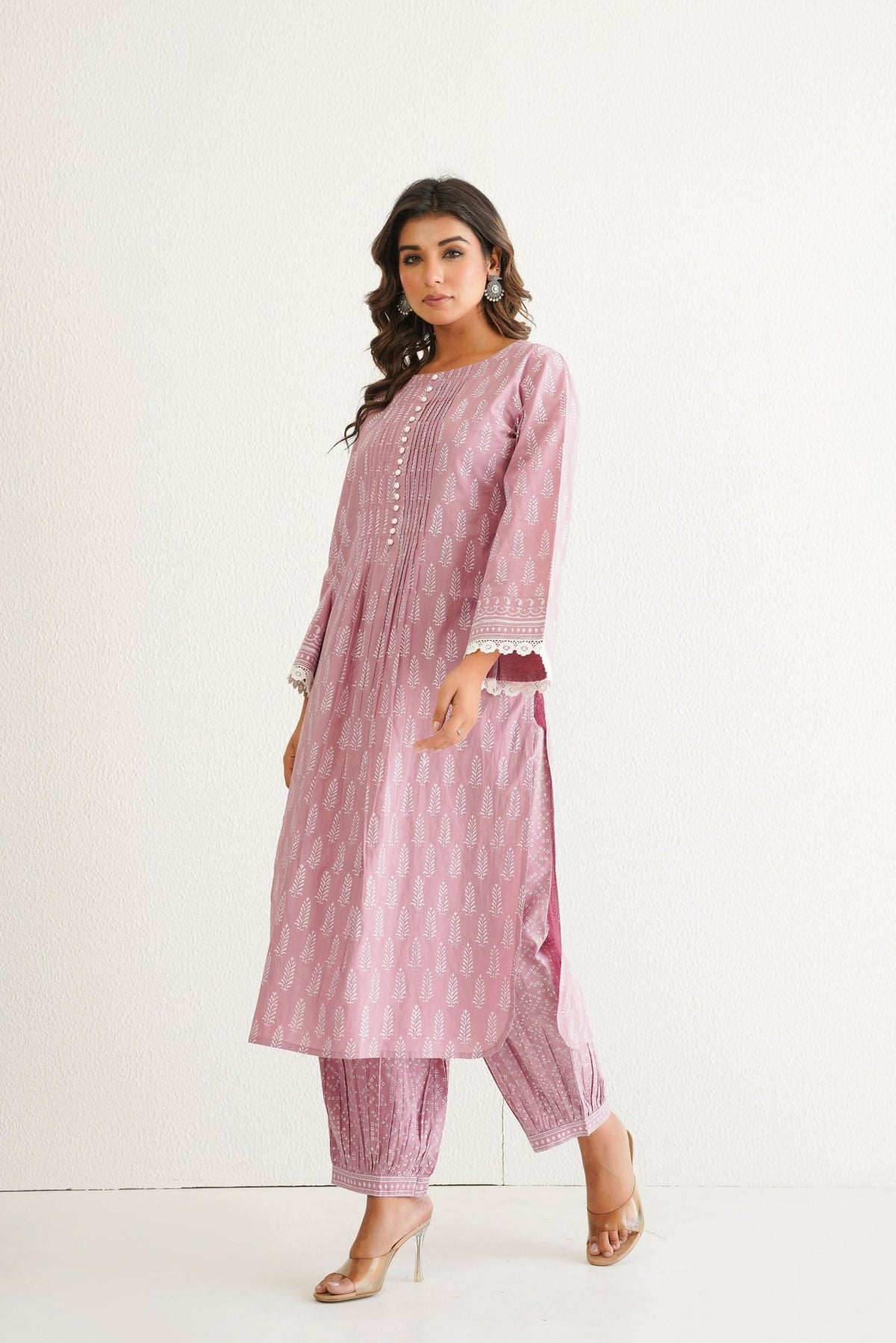 Pink khari Hand Block Printed Coord Set - Tara - C - Tara