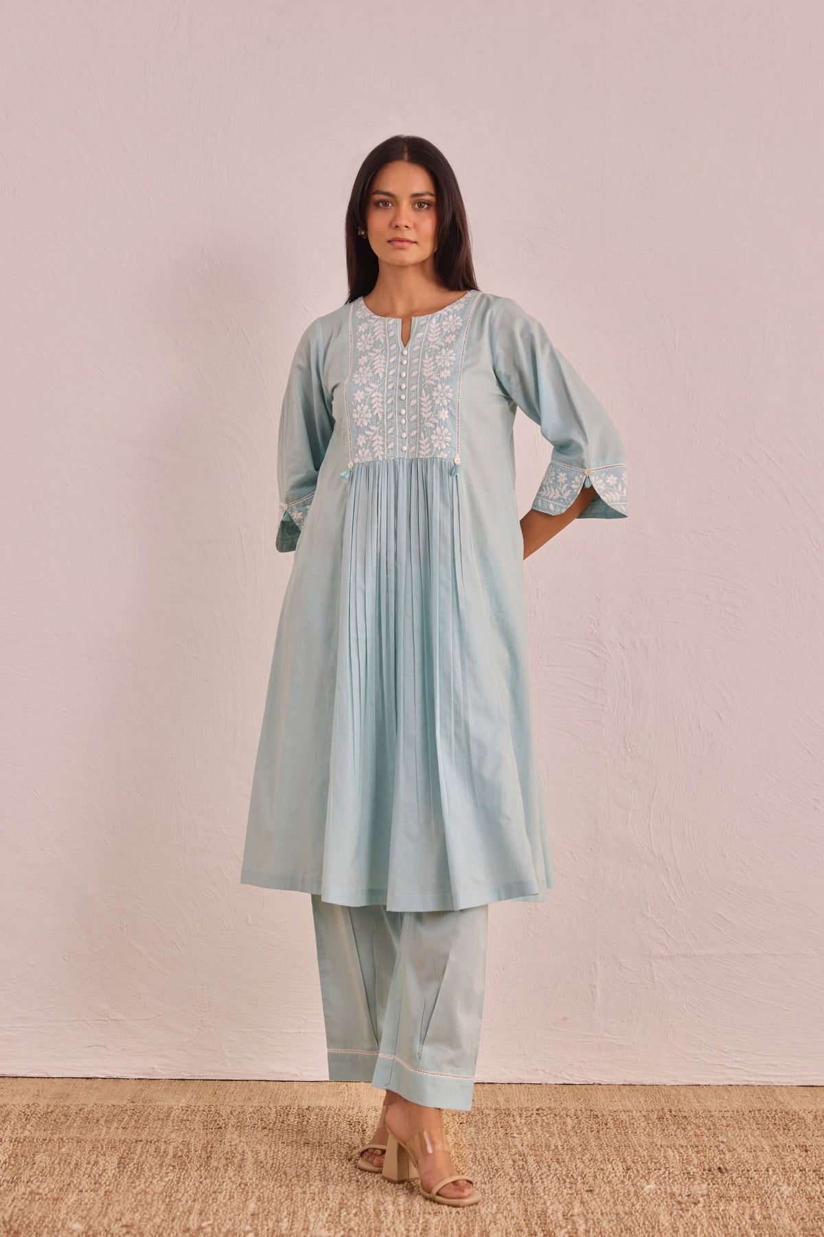 Powder Blue Embroidered Co - ord Set - Tara - C - Tara