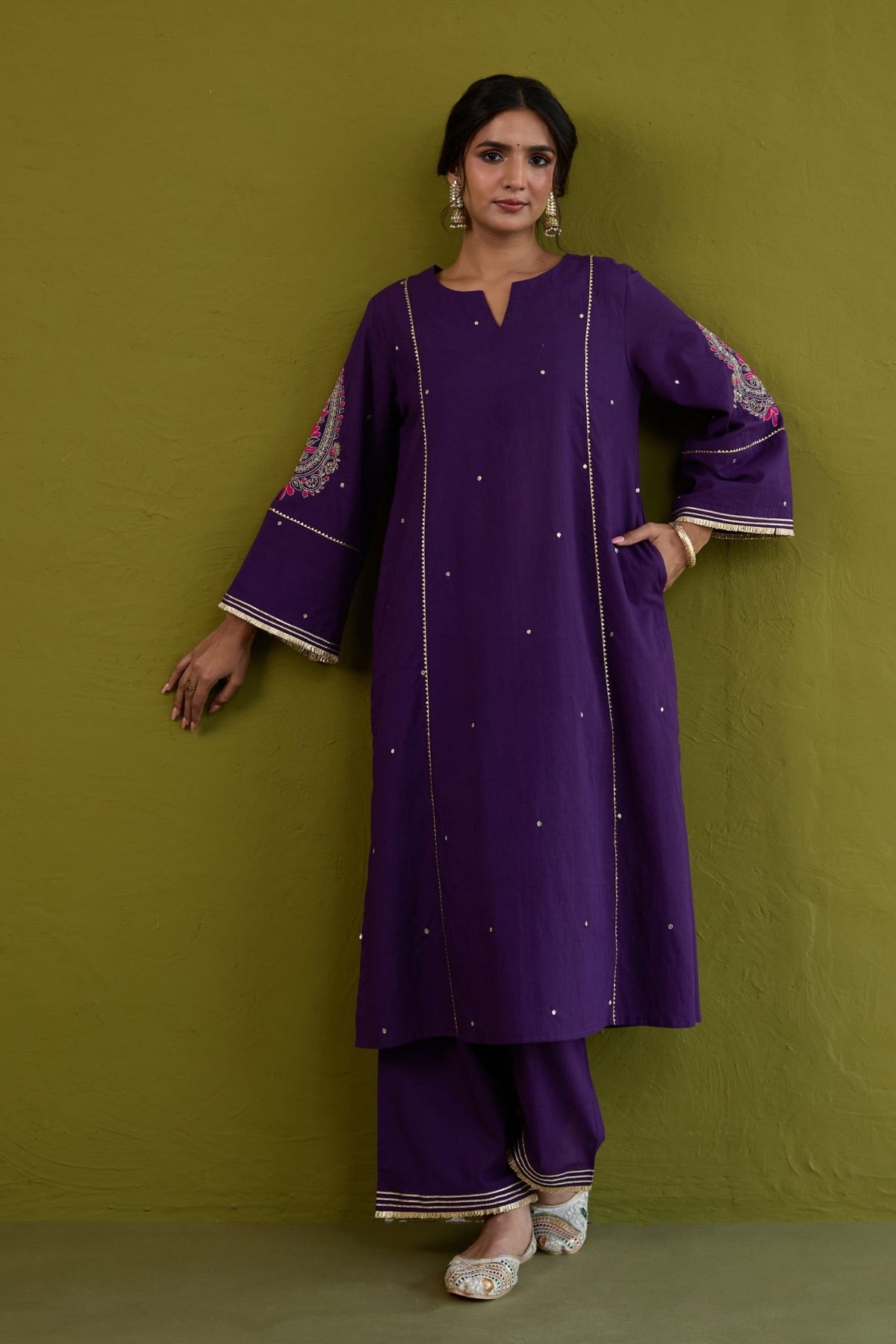 Purple Sequin-Embellished Co-ord Set - Tara-C-Tara