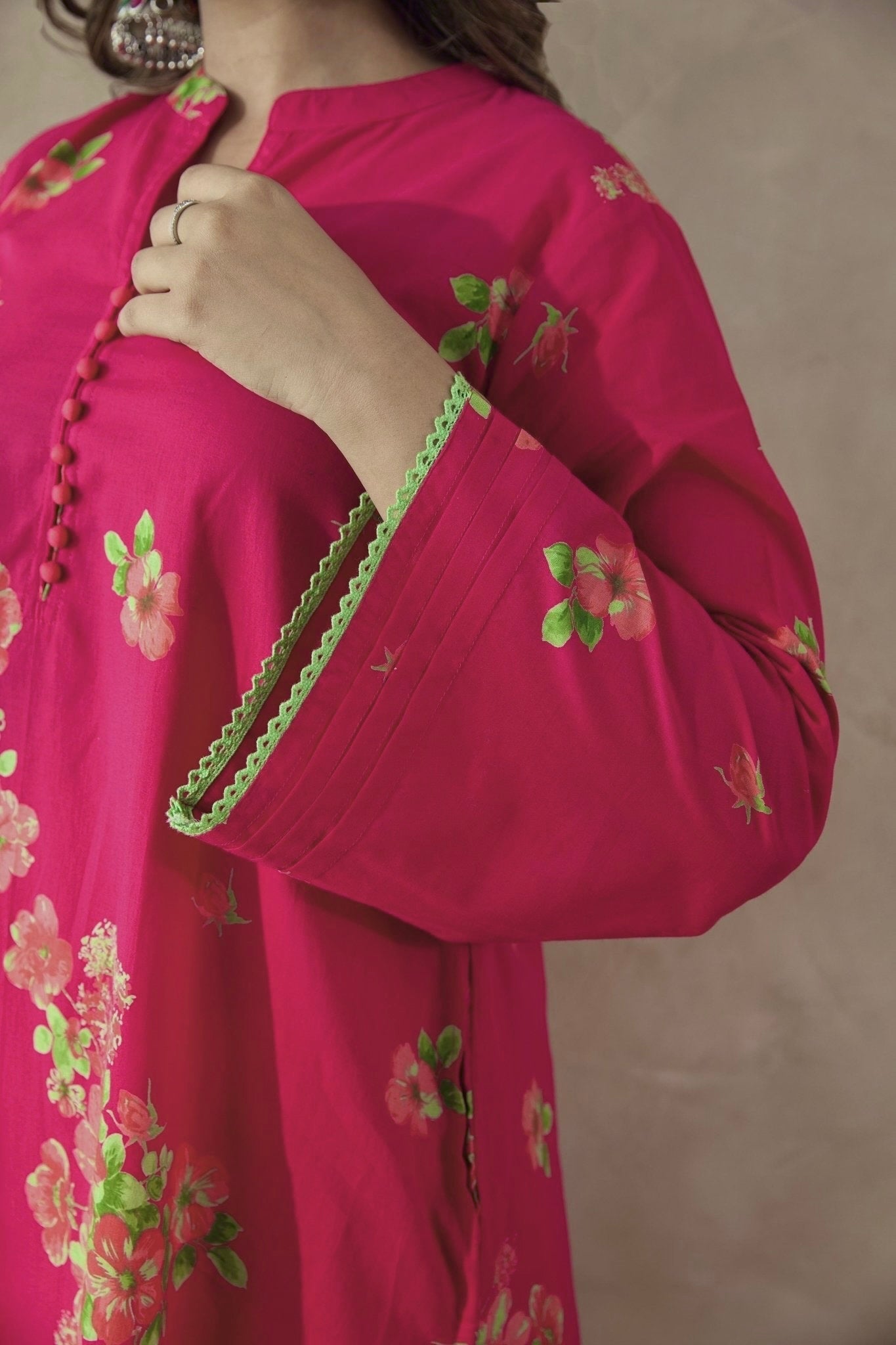 Rani Pink Floral Farshi Salwar Coord Set - Tara - C - Tara