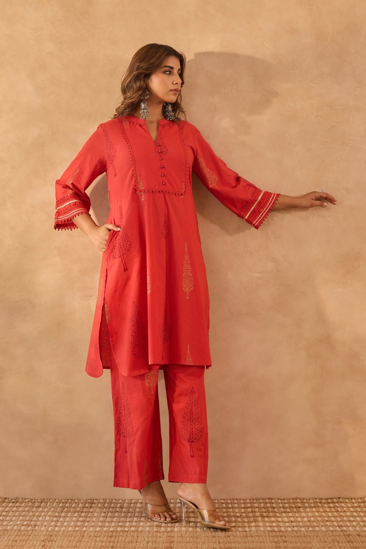 Red Buta Printed Coord Set - Tara - C - Tara