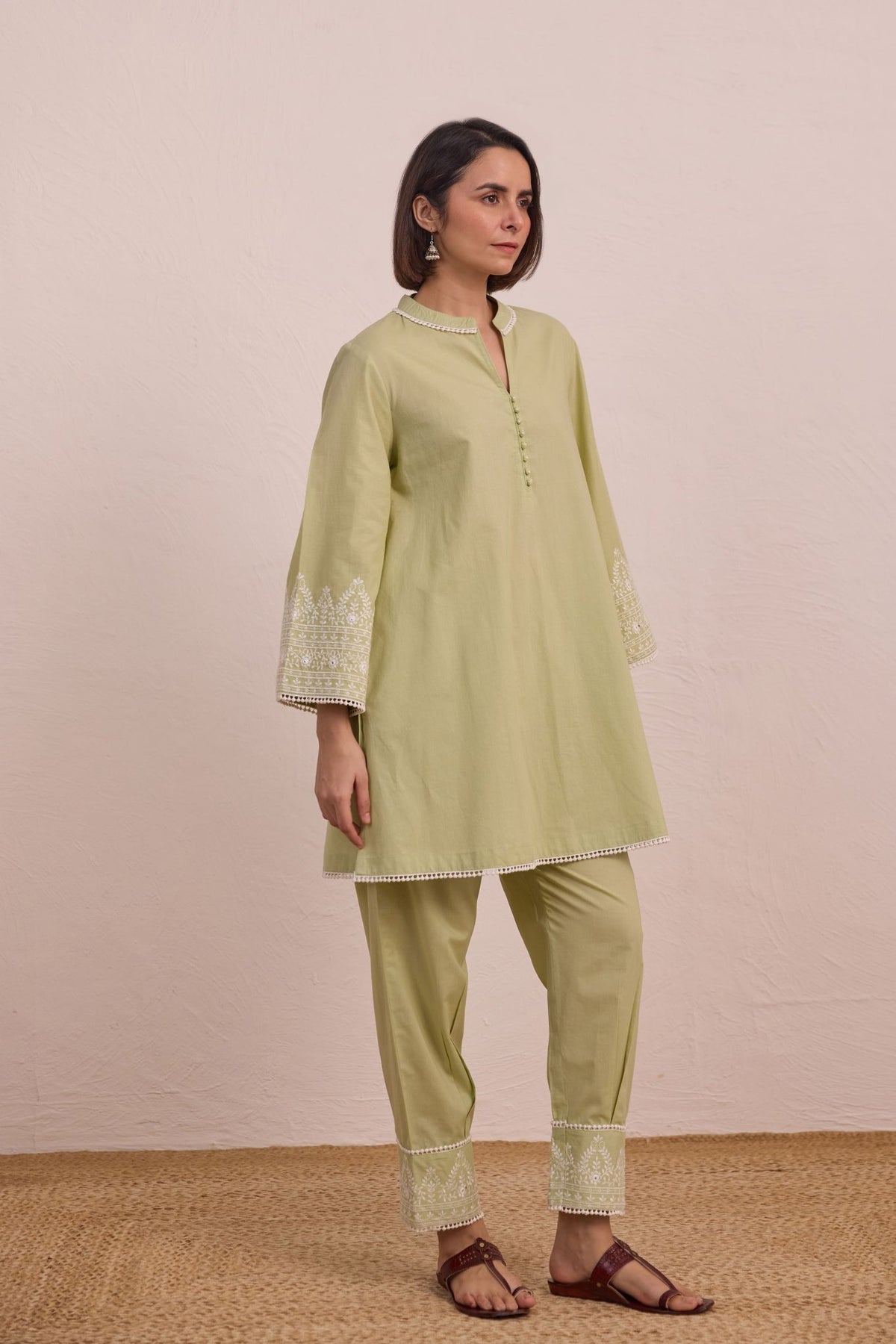 Sage Green Embroidered Co - ord Set - Tara - C - Tara
