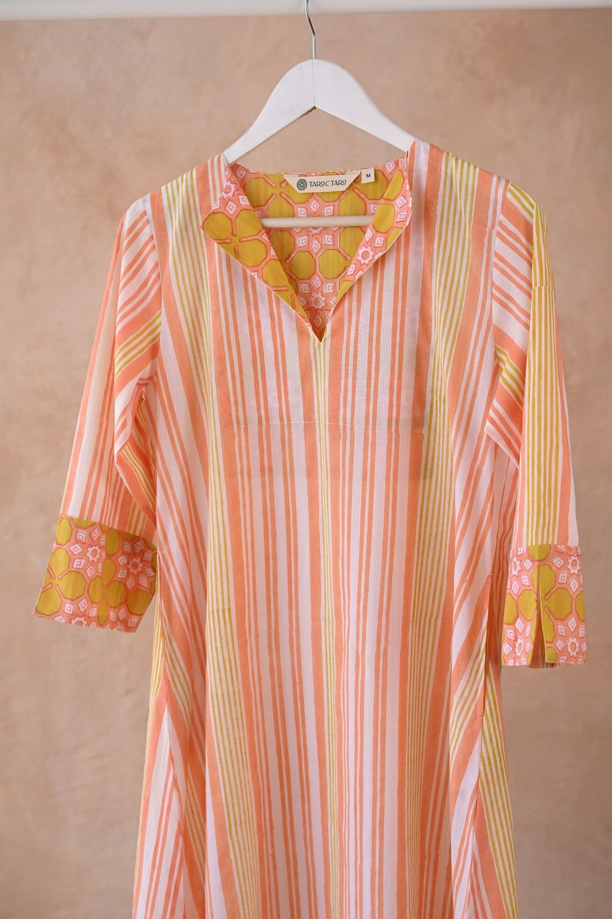 Sunshine Orange Striped long Kurta - Tara - C - Tara