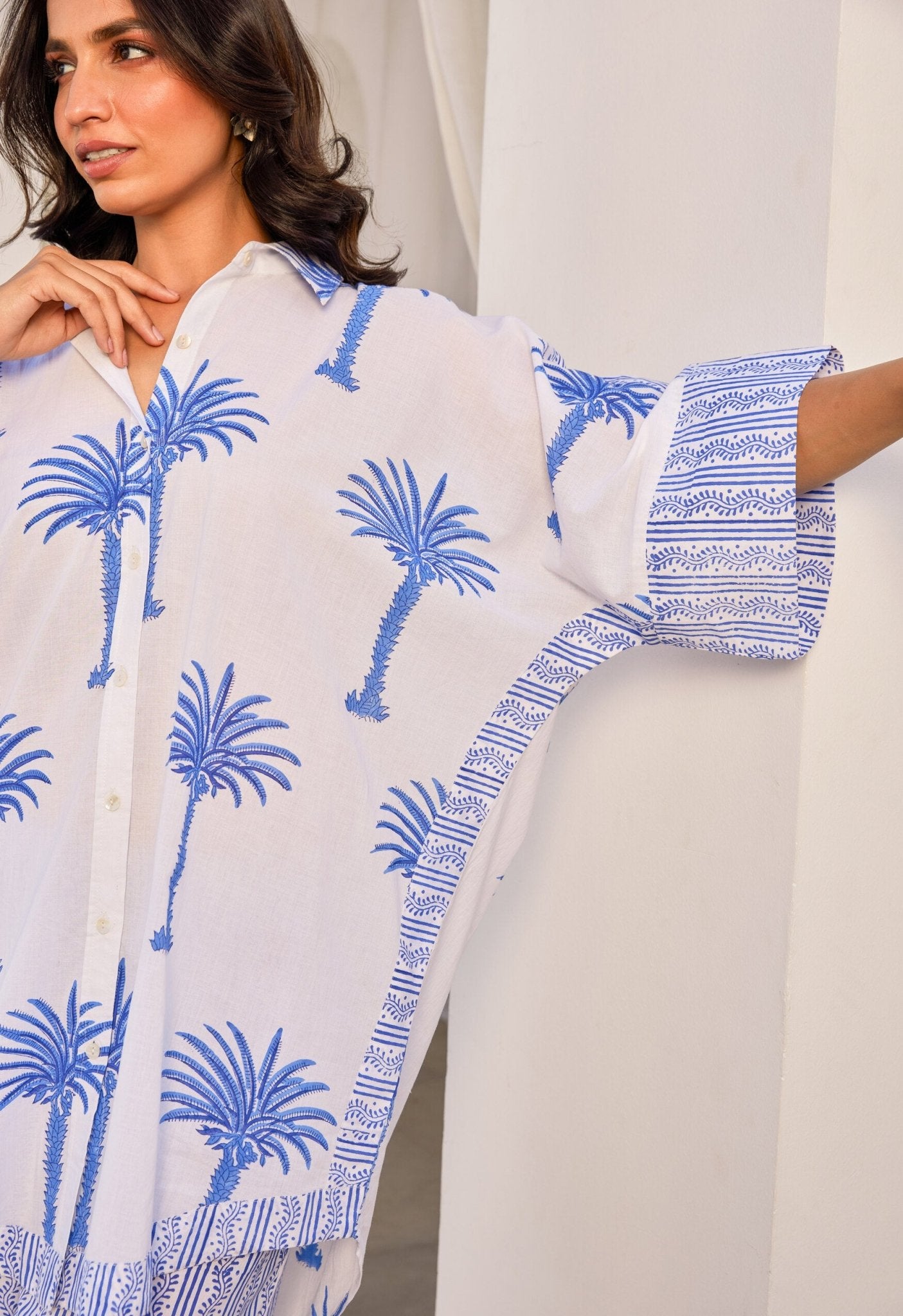 White hand Block Printed Coord Set - Tara - C - Tara