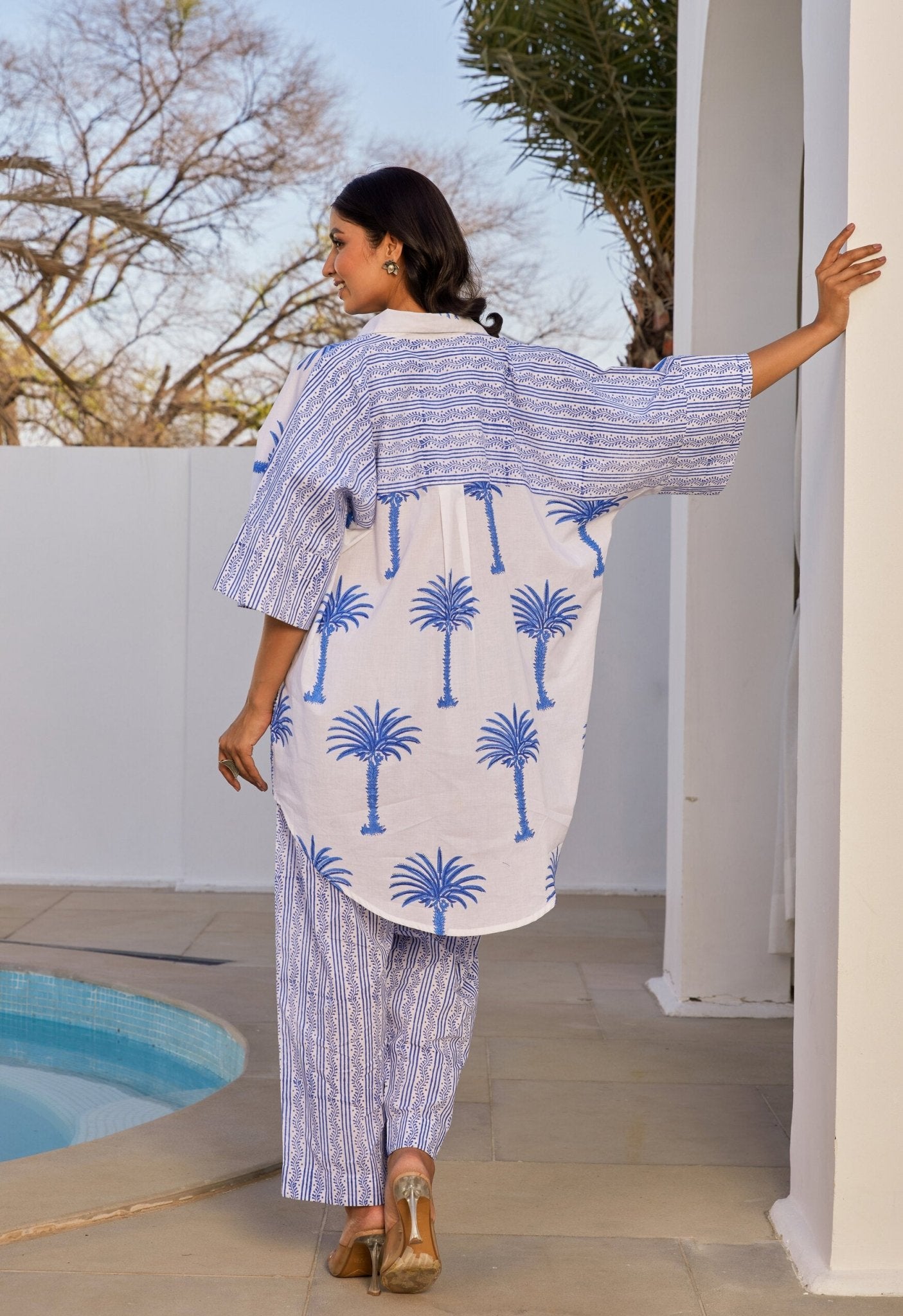 White hand Block Printed Coord Set - Tara - C - Tara