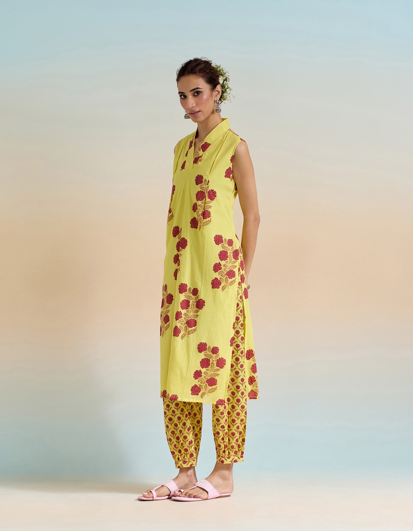 YELLOW FLORAL COORD SET - Tara - C - Tara