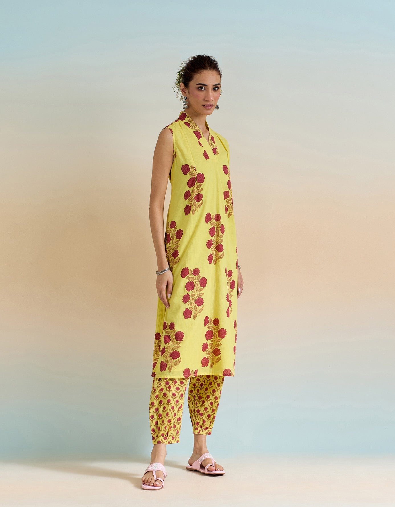 YELLOW FLORAL COORD SET