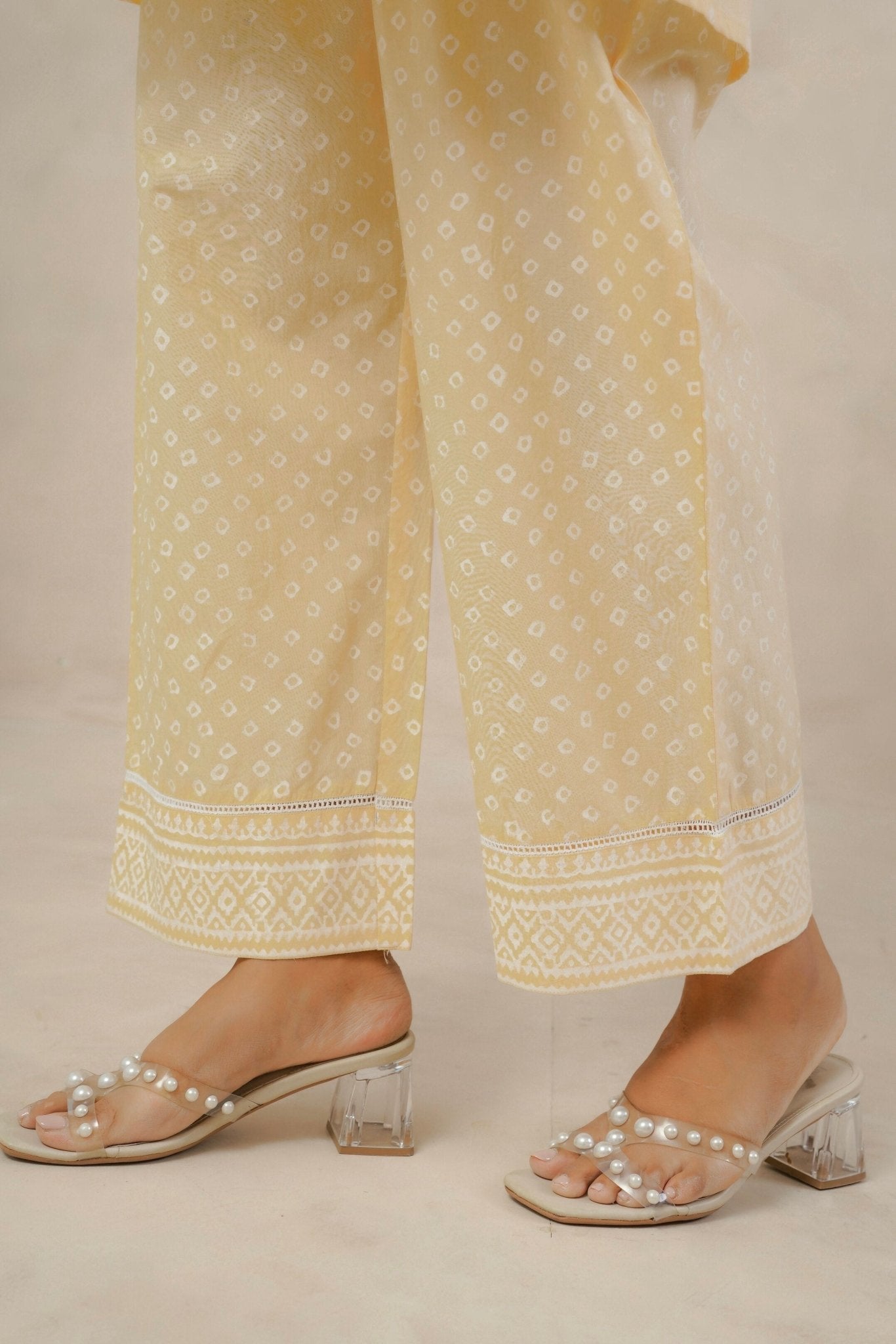 Yellow Ochre White Khari hand Block Printed Coordset - Tara - C - Tara