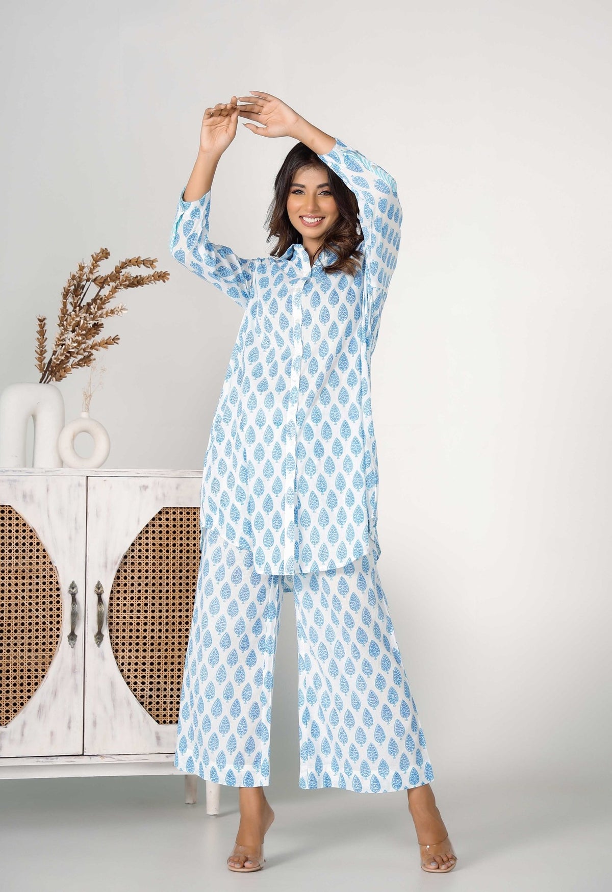 Blue Booti hand Block printed Co-ord Set (2pc) - Tara-C-Tara