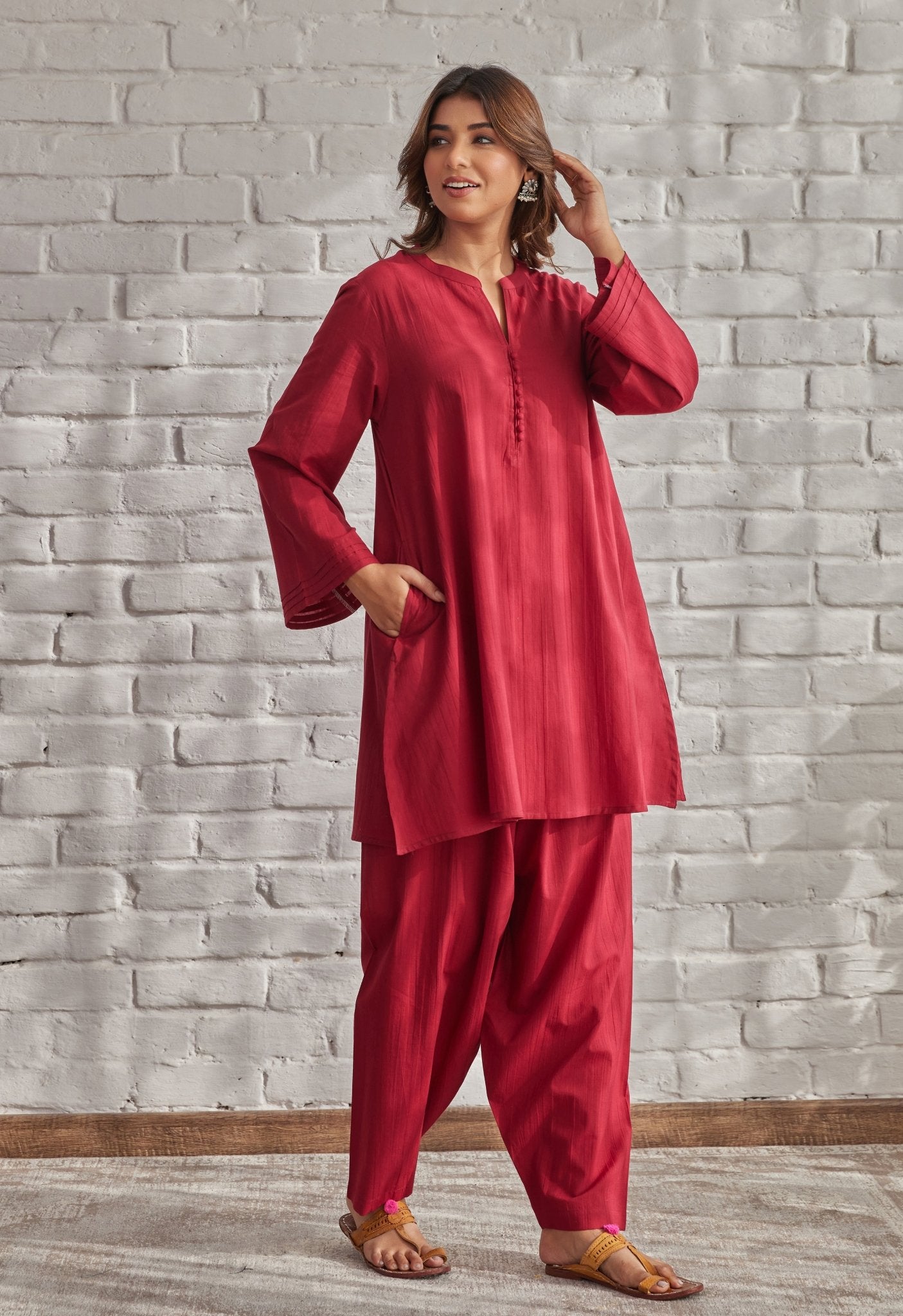 Chirag Maroon Embroidery Co-ord Set