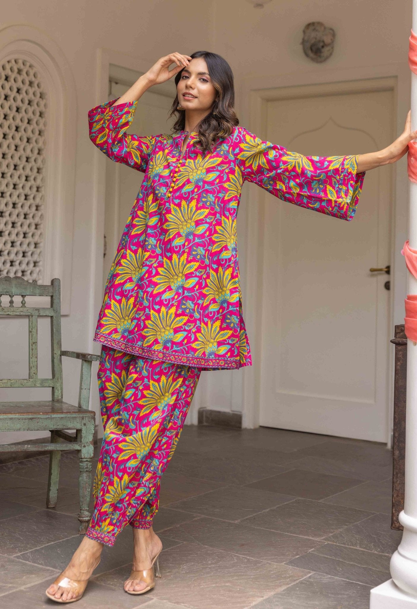 Pink And Yellow Floral Co-ord Set - Tara-C-Tara