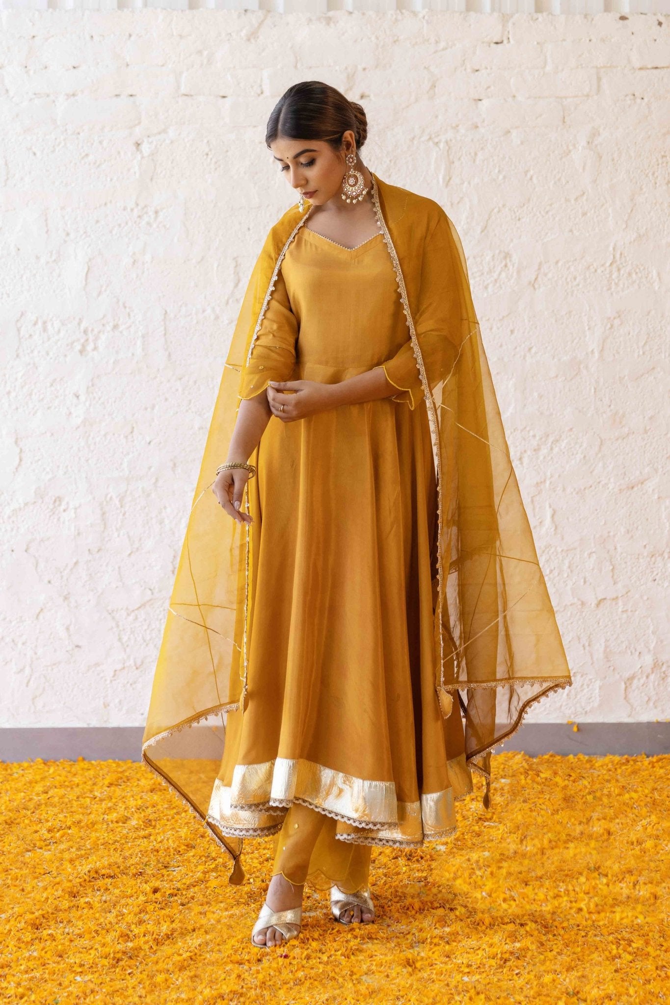 Saffron mustard Suit Set - Tara-C-Tara
